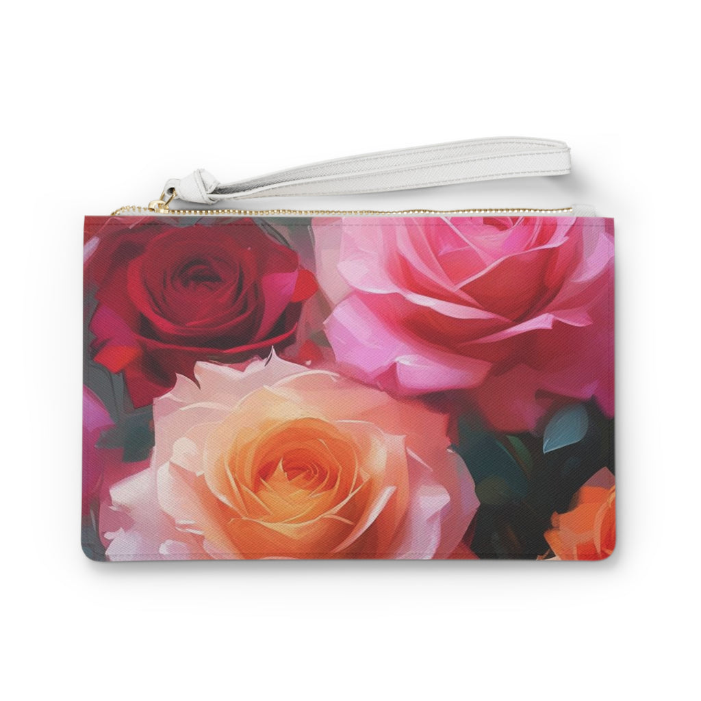 Floral Clutch Bag - Stylish Rose Print Pouch, Wedding Accessory, Gift for Her, Evening Bag, Makeup Organizer