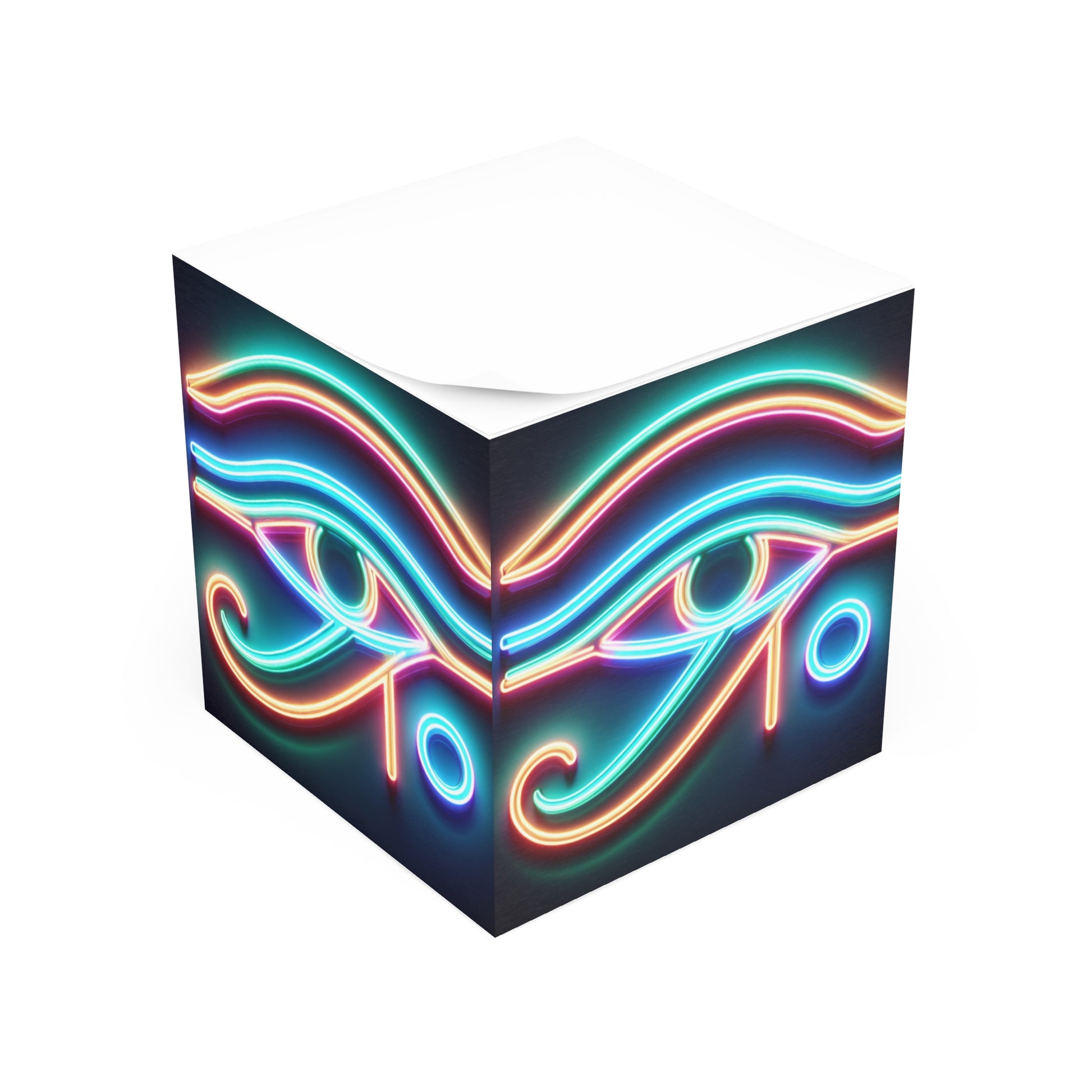 Neon Eye Note Cube - Unique Desk Decor, Gift for Students, Office Supplies, Cool Home Office Decor, Inspirational Sticky Notes