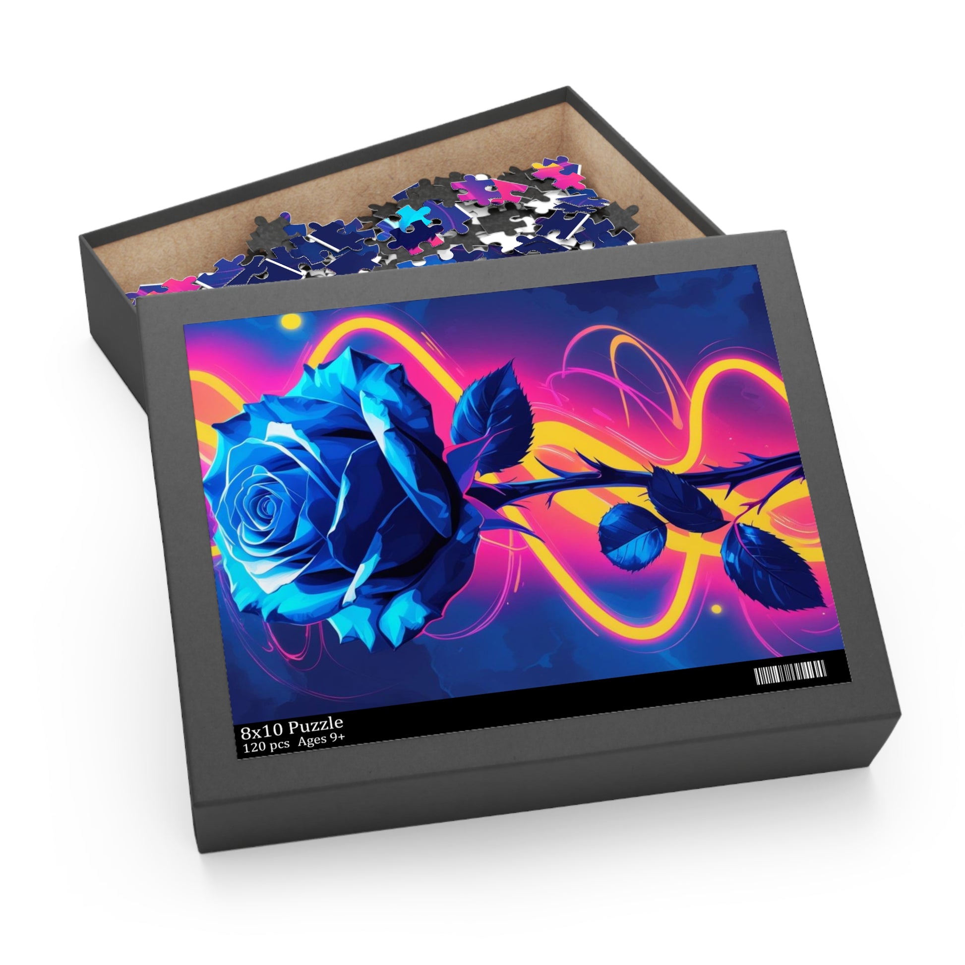 Vibrant Blue Rose Puzzle - 120, 252, 500-Piece Jigsaw, Floral Decor, Gift for Garden Lovers, Relaxing Activity, Home Decor