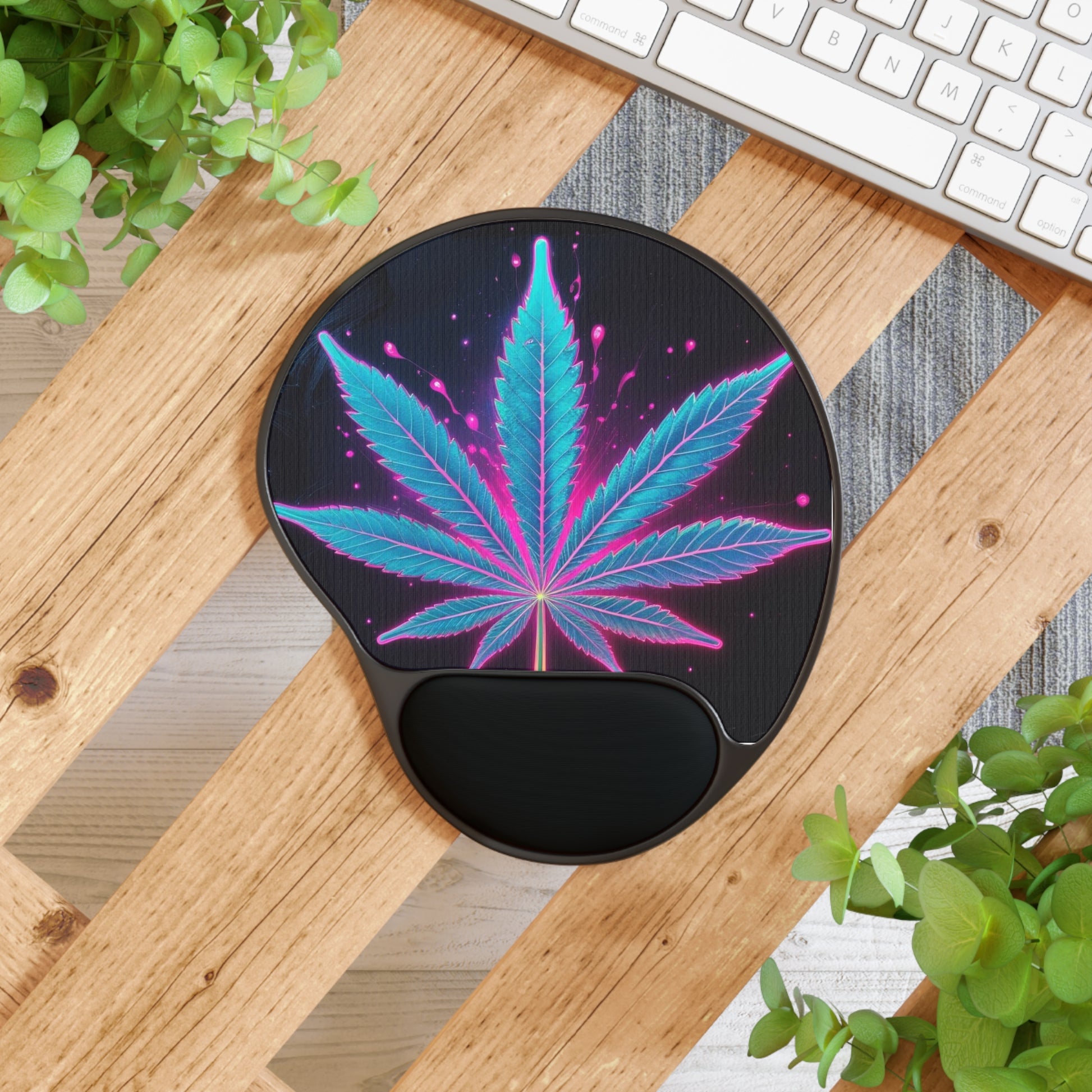 Vibrant Cannabis Mouse Pad with Comfort Wrist Rest, Gamer Desk Accessories, Aesthetic Home Office Gifts, Eco-Friendly Office Supplies, [...]