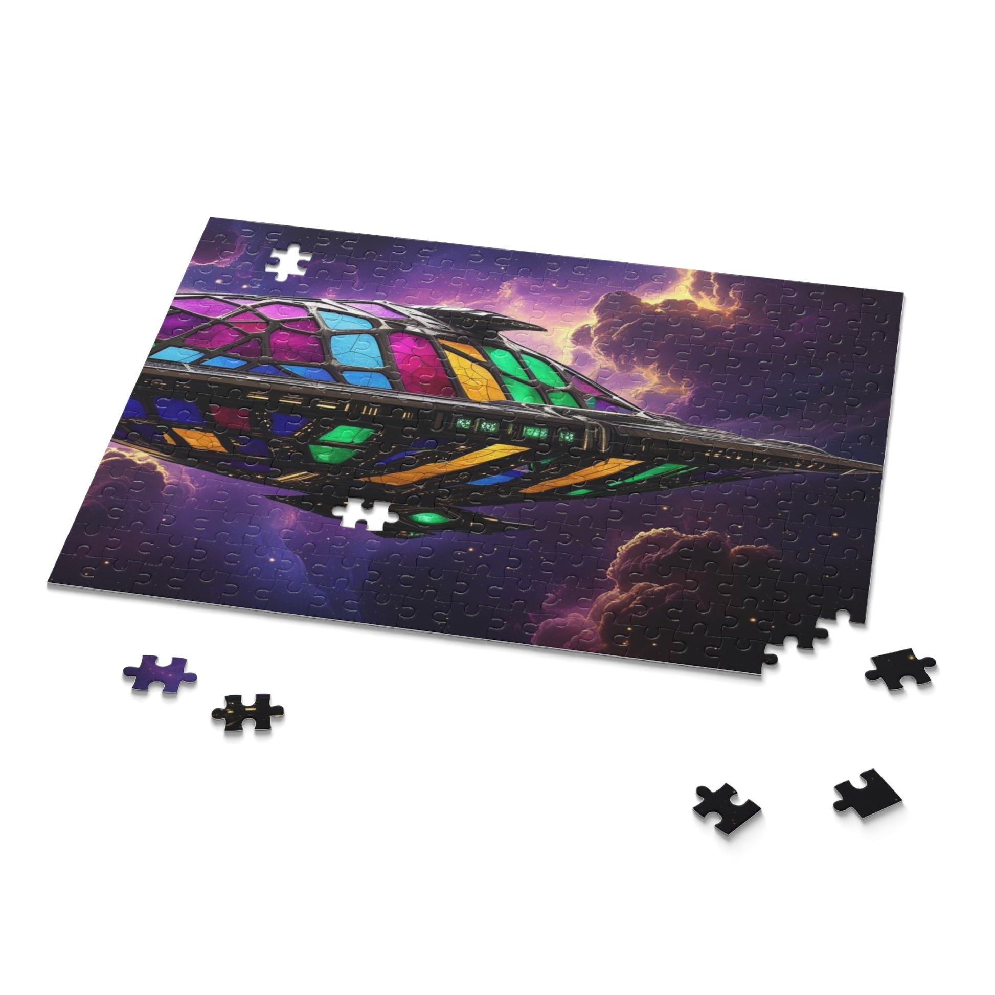 Galactic Stained Glass Puzzle, 120/252/500-Piece, Space Theme, Unique Gift for Puzzle Lovers, Home Decor, Fun Family Activity