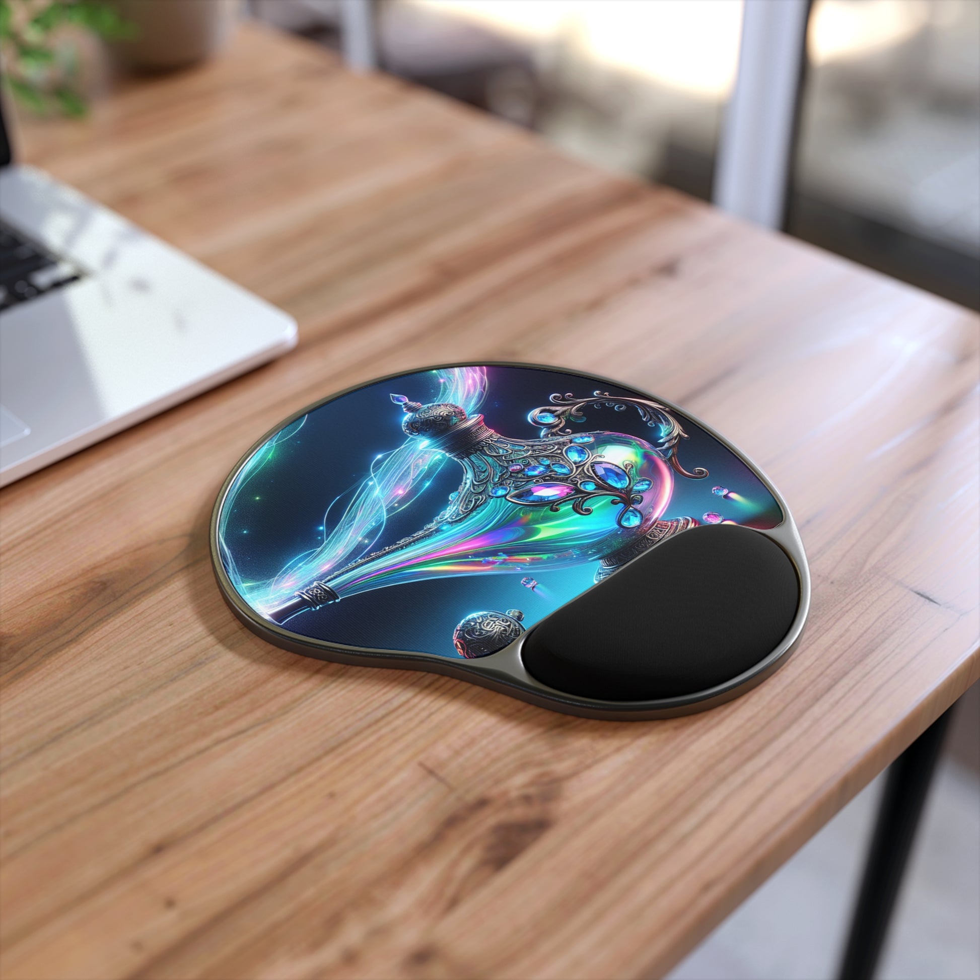 Astounding Mouse Pad with Wrist Rest - Magical Genie Lamp Design, Ergonomic Gift for Home Office, Workstation Decor, Computer Accessory