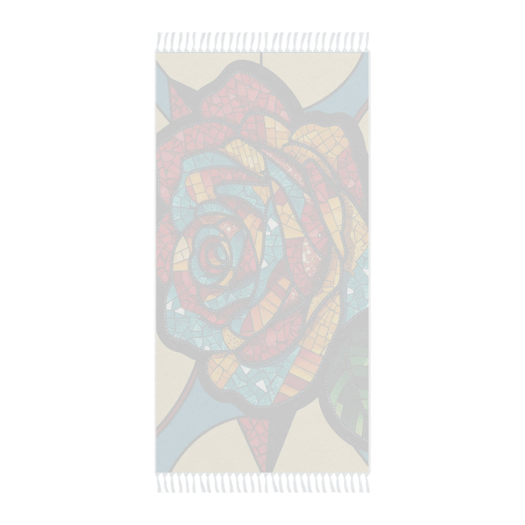 Sparkling Mosaic Rose Boho Beach Towel | Vibrant Rose Print | Summer Accessory | Poolside Essential | Gift for Beach Lovers | Relaxing Vibes