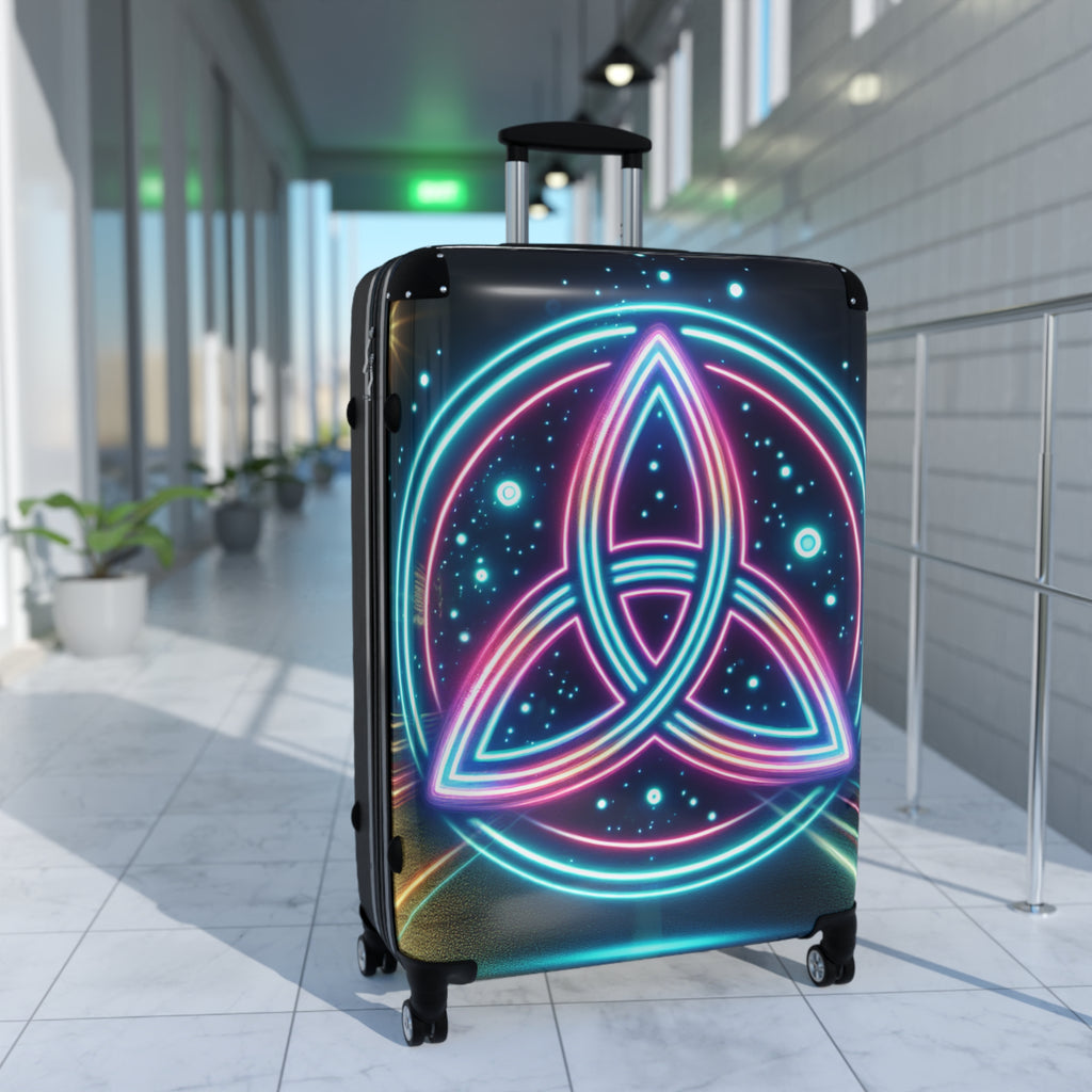 Neon Triquetra Travel Suitcase - Stylish Luggage for Adventurers, Trendy Carry-On for Festivals, Unique Gift for Travelers, Vibrant [...]