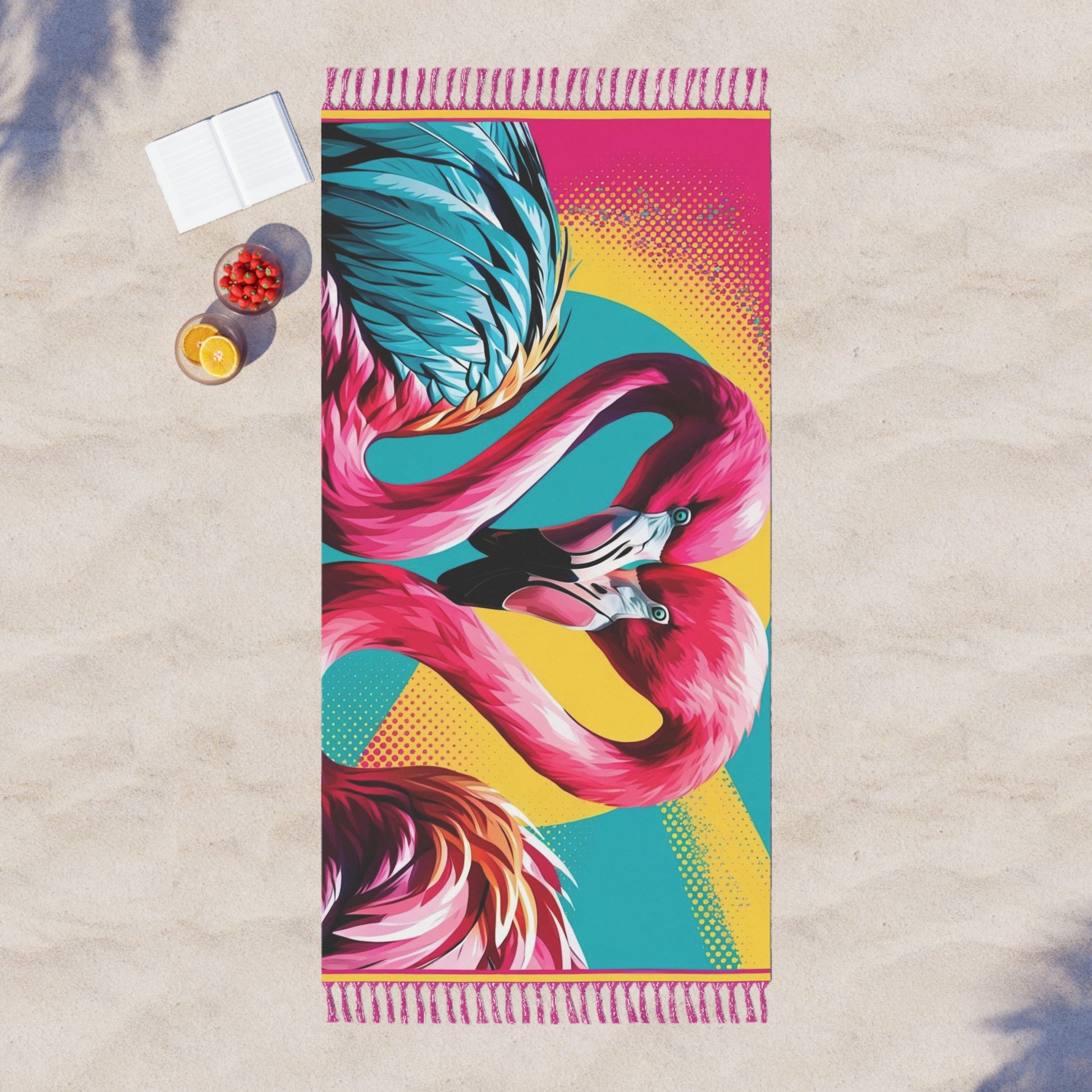 Boho Beach Towel, Vibrant Flamingo Design, Summer Pool Essential, Gift for Beach Lovers, Tropical Decor, Vacation Must-Have