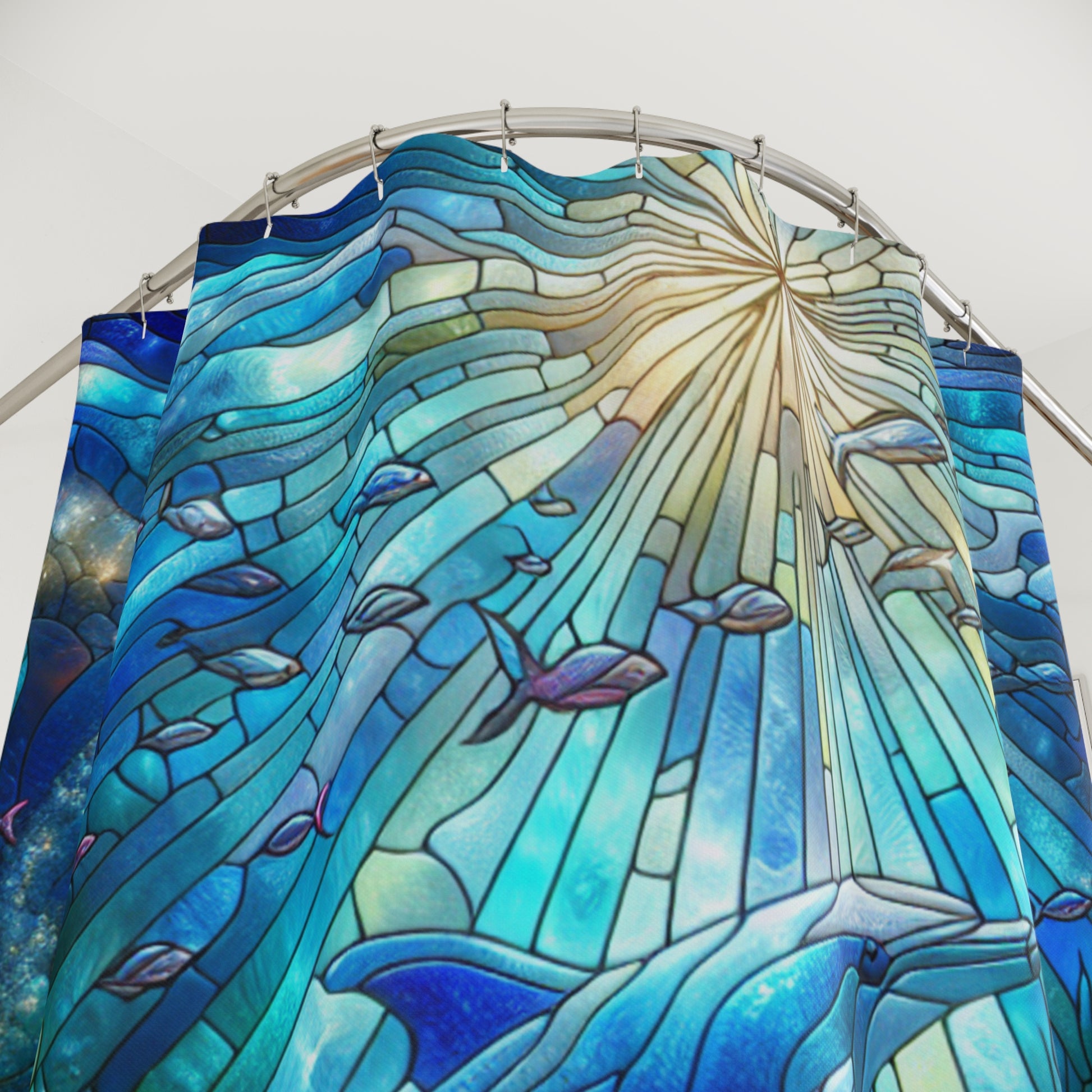 Vibrant Dolphin Shower Curtain, Nautical Home Decor, Ocean Theme Bathroom Accessory, Coastal Gift, Beach Vibes