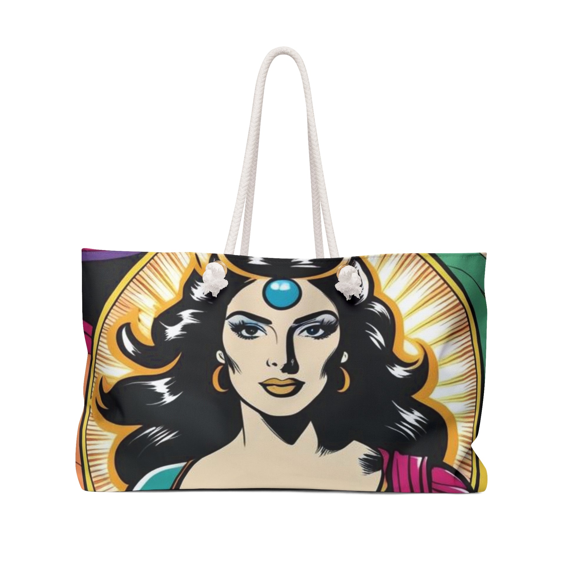 Vibrant Heroine Cosmic-Chic Weekender Bag - Pop Art Stylish Travel Tote, Gym Bag, Beach Bag, Gift for Her, Weekend Getaway
