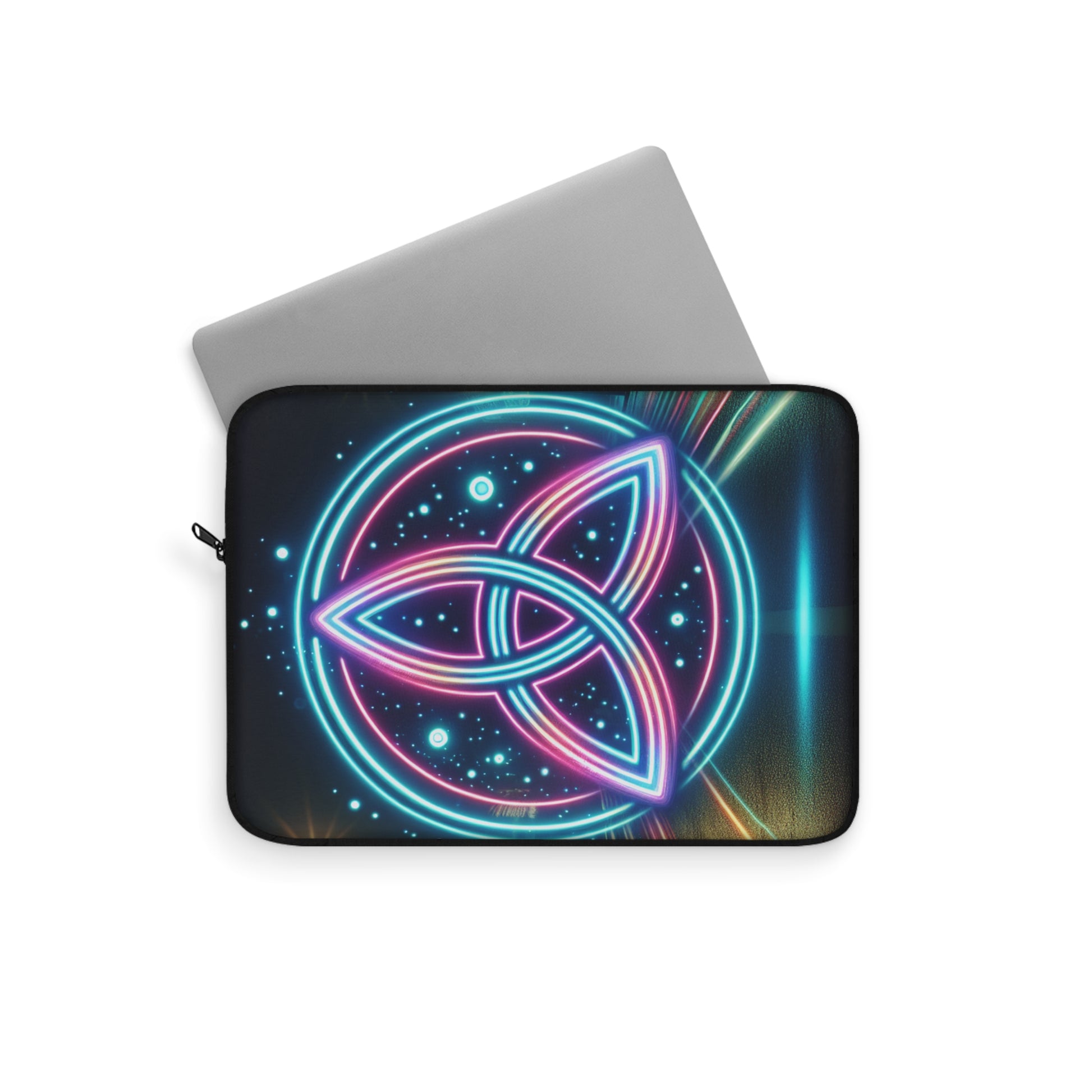 Neon Triquetra Laptop Sleeve | Unique Tech Gift, Modern Laptop Case, Artistic Computer Cover, Bohemian Accessories