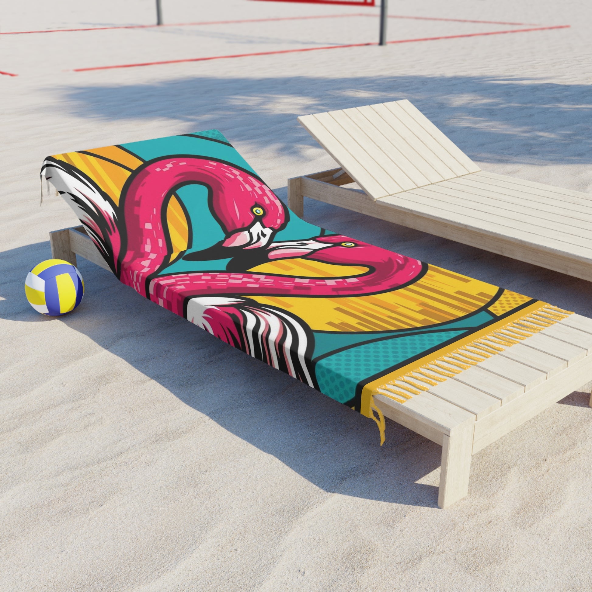 Boho Beach Towel, Ideal for Summer Fun, Pool Parties and Picnics, Flamingo Design, Vibrant Colors, Perfect Gift