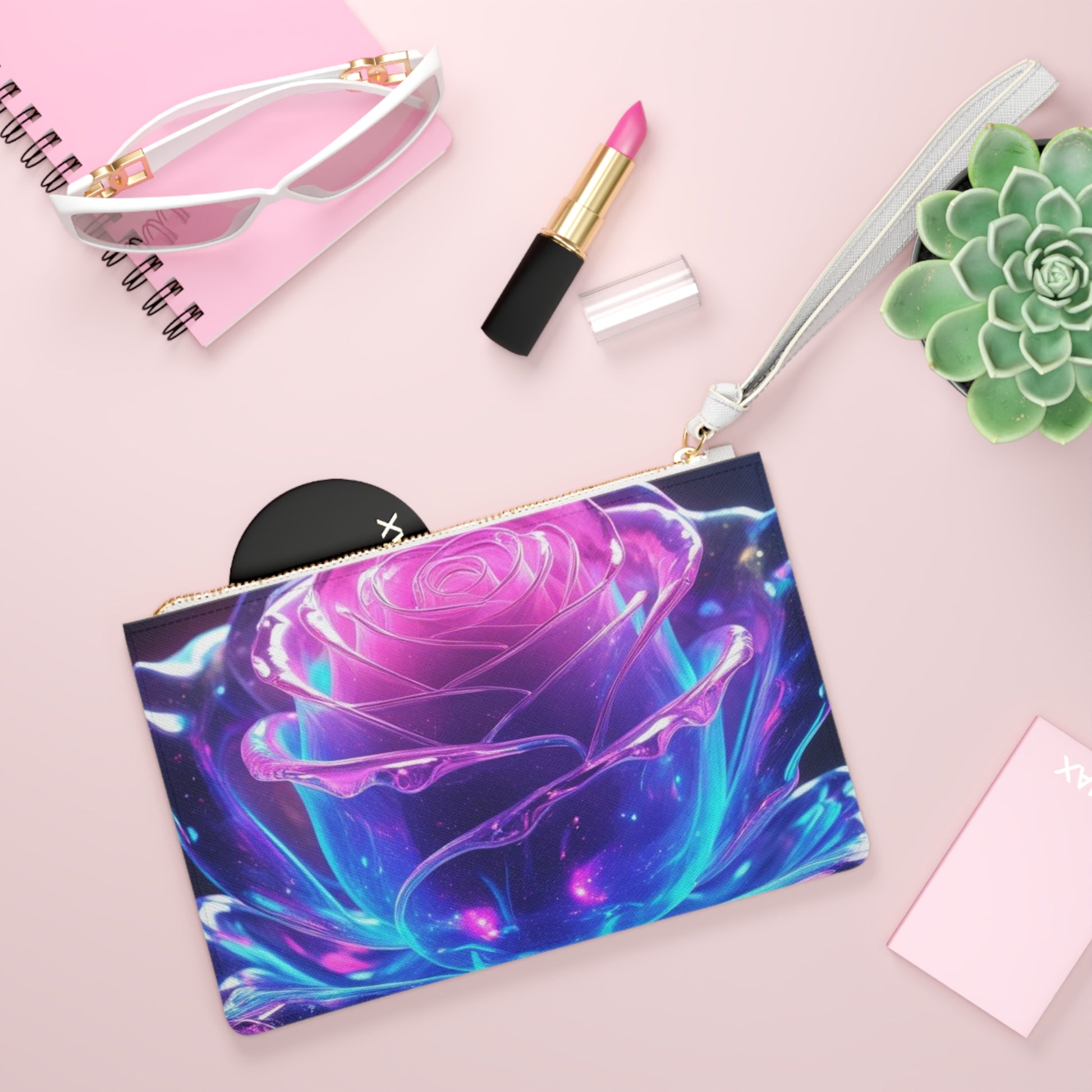 Vibrant Art Clutch Bag, Floral Clutch, Lion Accessory, Festival Pouch, Boho Chic Purse, Gift for Her