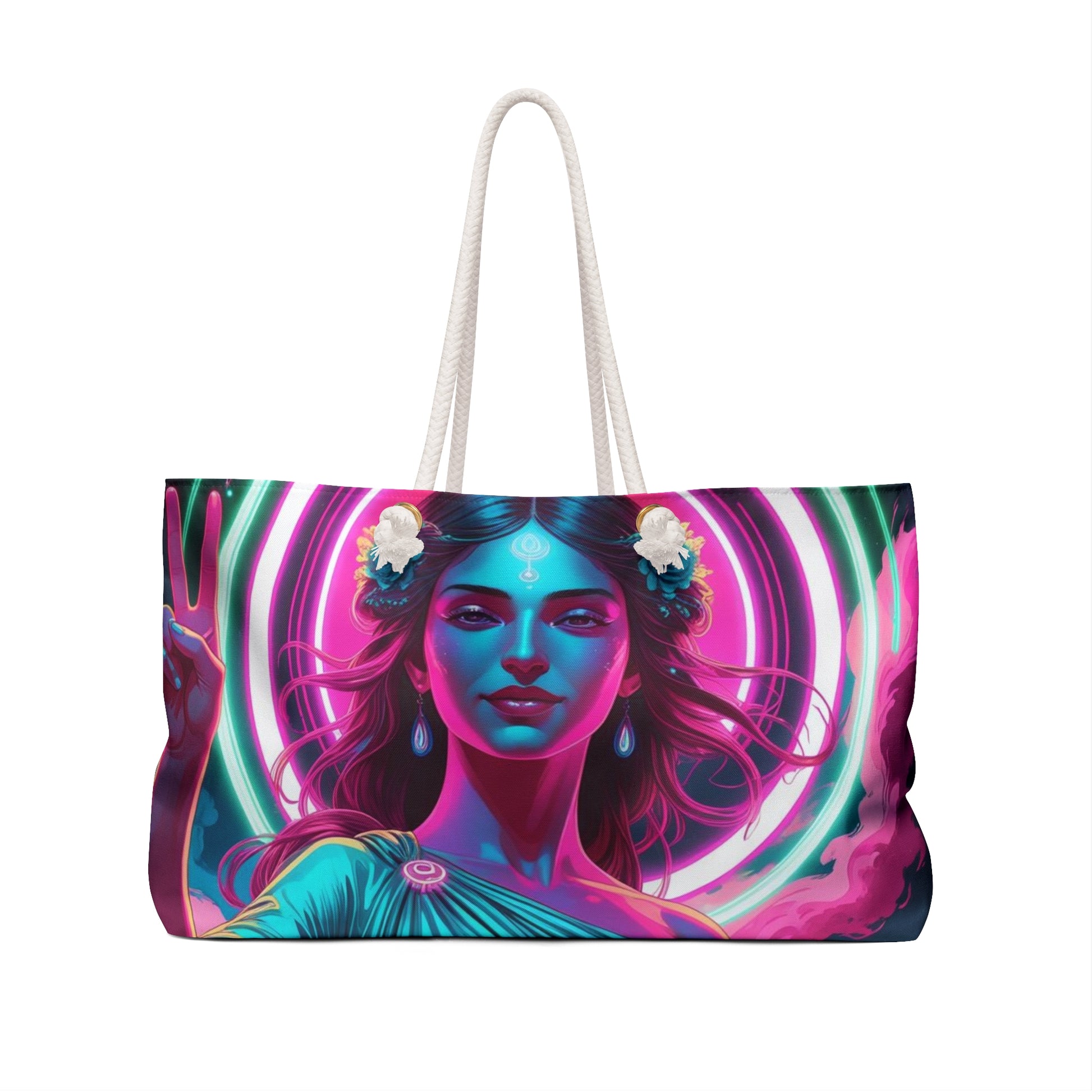 Vibrant Boho Weekender Bag - Festival Tote, Yoga Gym Bag, Travel Bag, Weekend Getaway, Artistic Carryall
