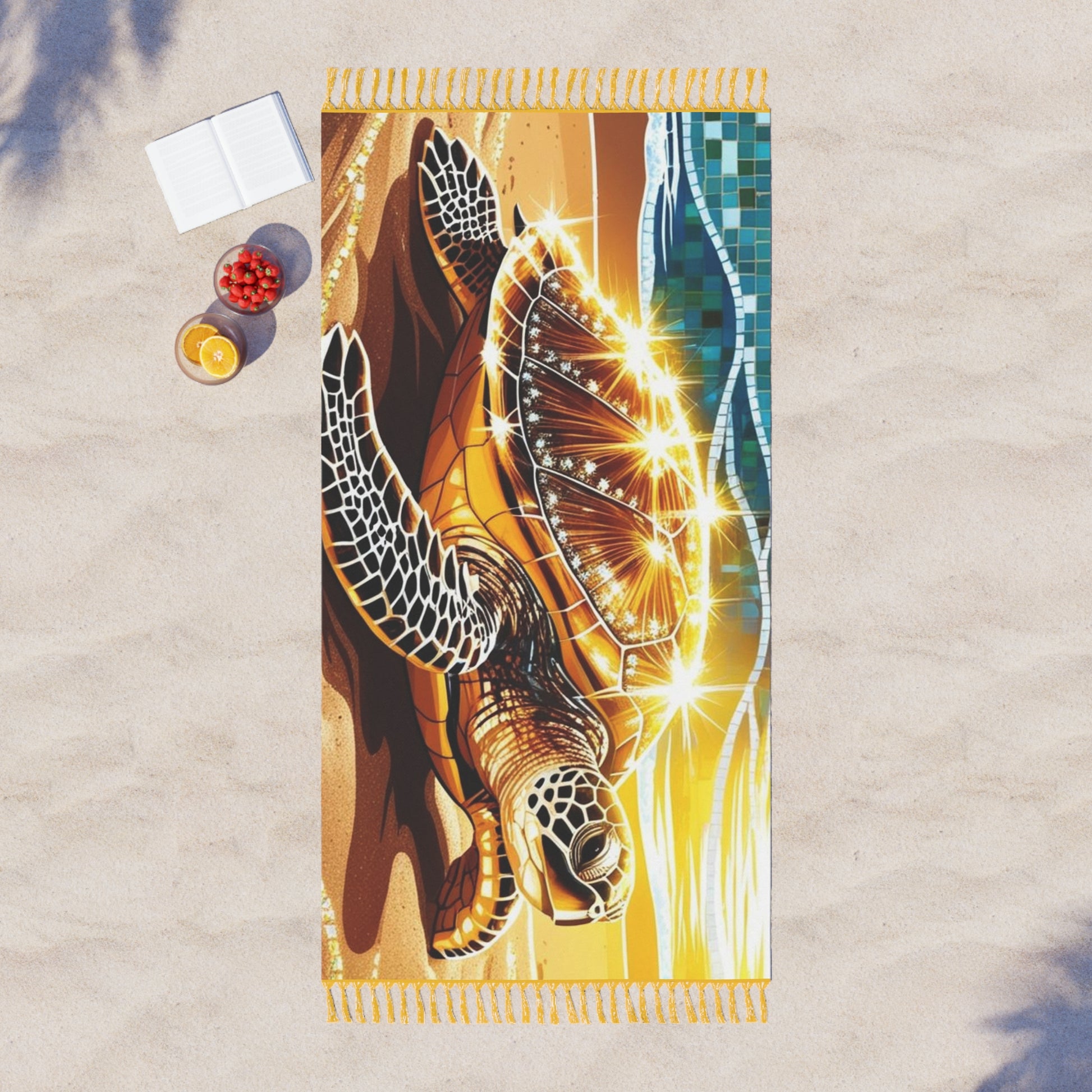Boho Beach Towel | Turtle Design | Summer Essentials | Outdoor Relaxation | Beach Gift | Eco-Friendly Towel
