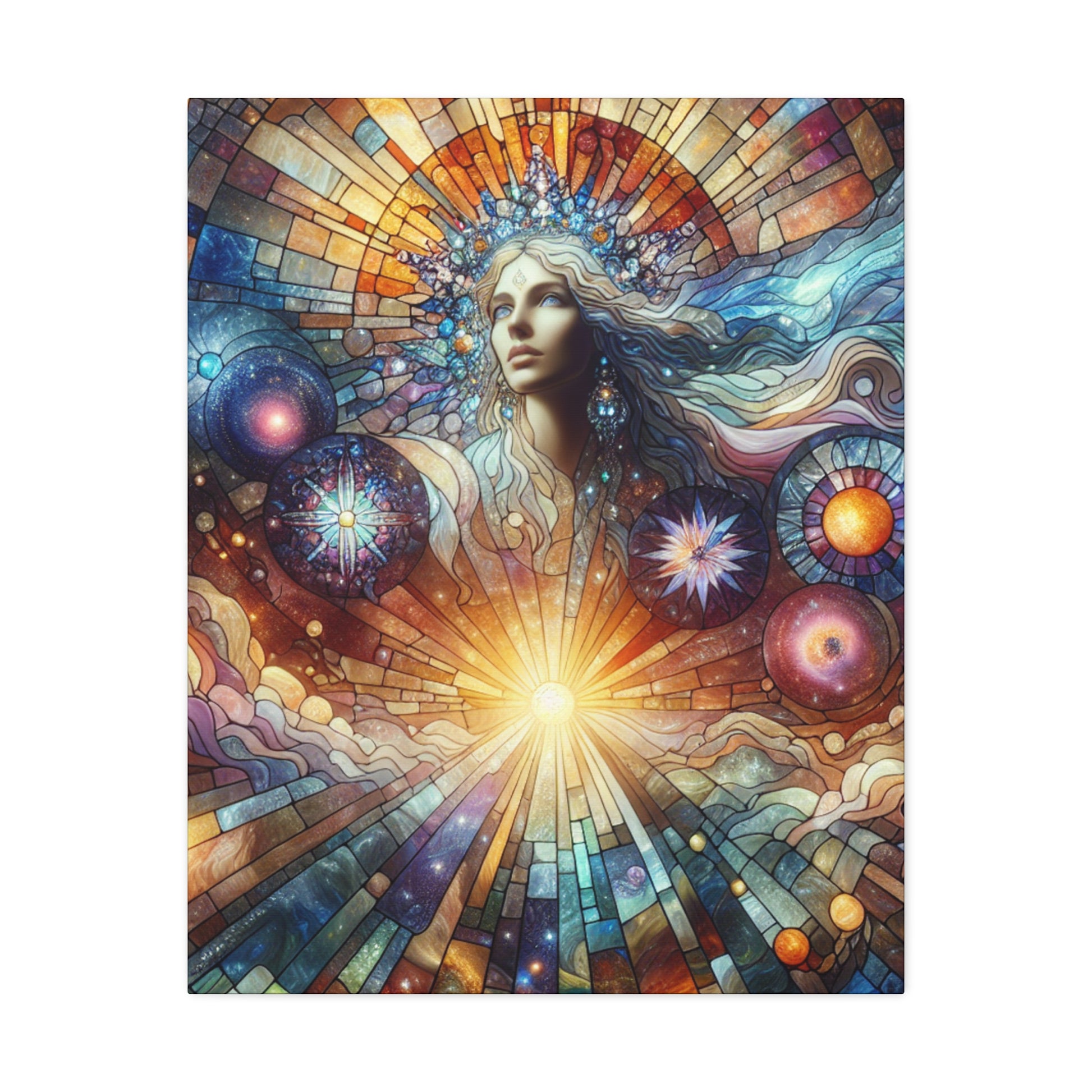 Celestial Women Stretched Canvas Art Print, Wall Décor for Home, Spiritual Decor, Unique Gift, Boho Art for Living Room