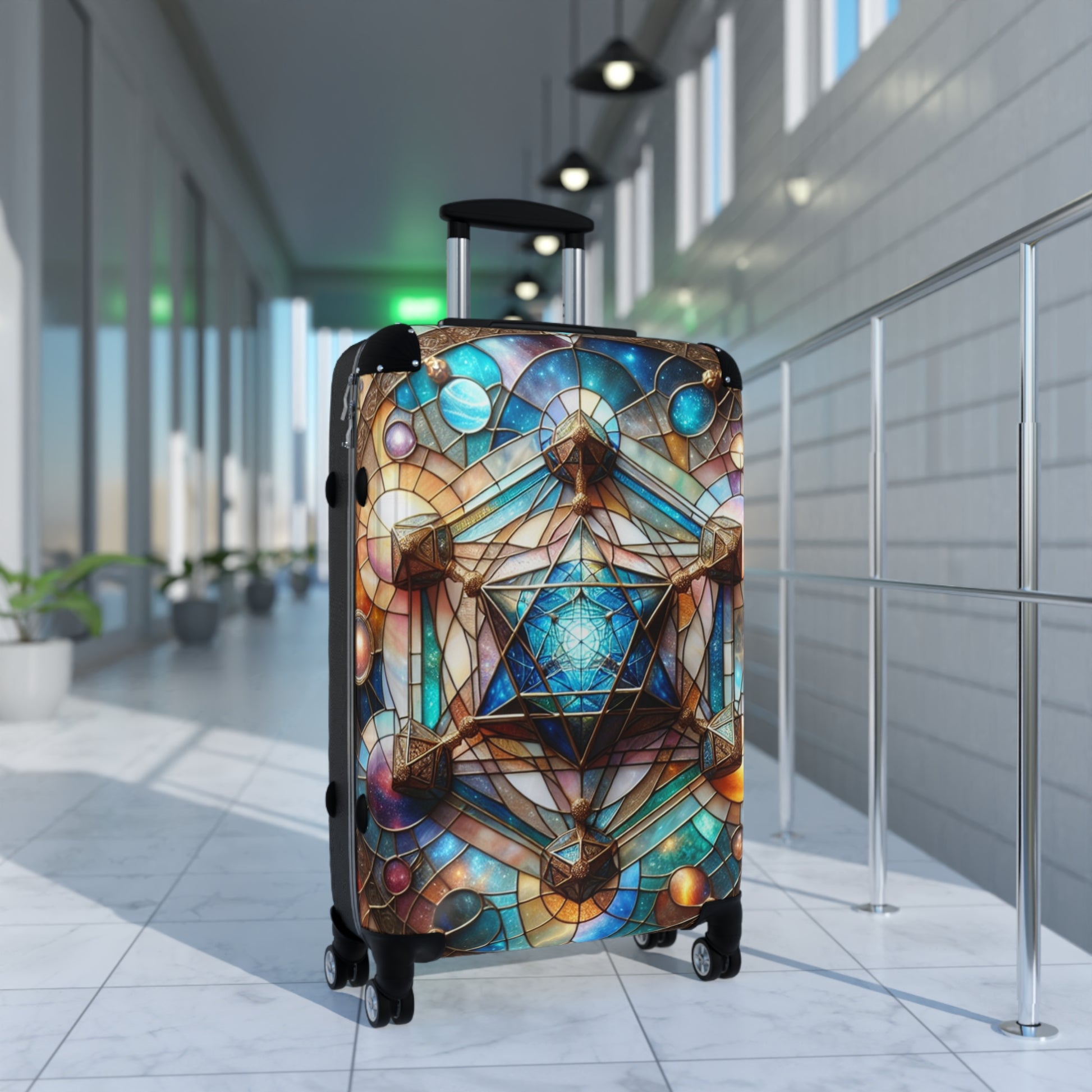 Stained Glass Suitcase, Unique Luggage, Travel Accessory, Boho Travel Gear, Adventure Ready, Gift for Travelers