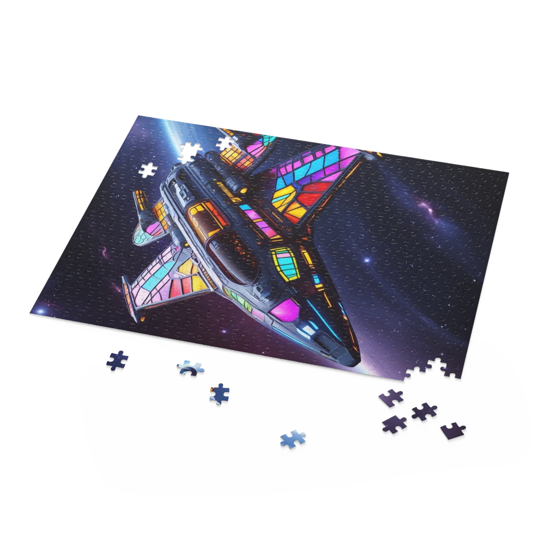 Stained Glass Space Shuttle Puzzle, 120/252/500-Piece Fun, Space-Themed Gift for Holidays, Family Game Night, and Collectors