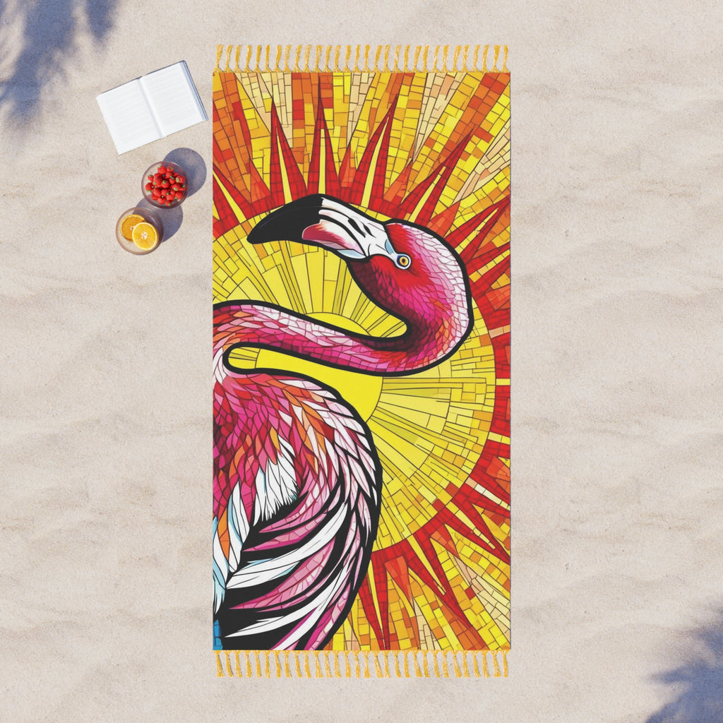 Colorful Boho Beach Towel, Vibrant Flamingo Design for Summer, Beach, Pool, Vacation, Gifts, Bath