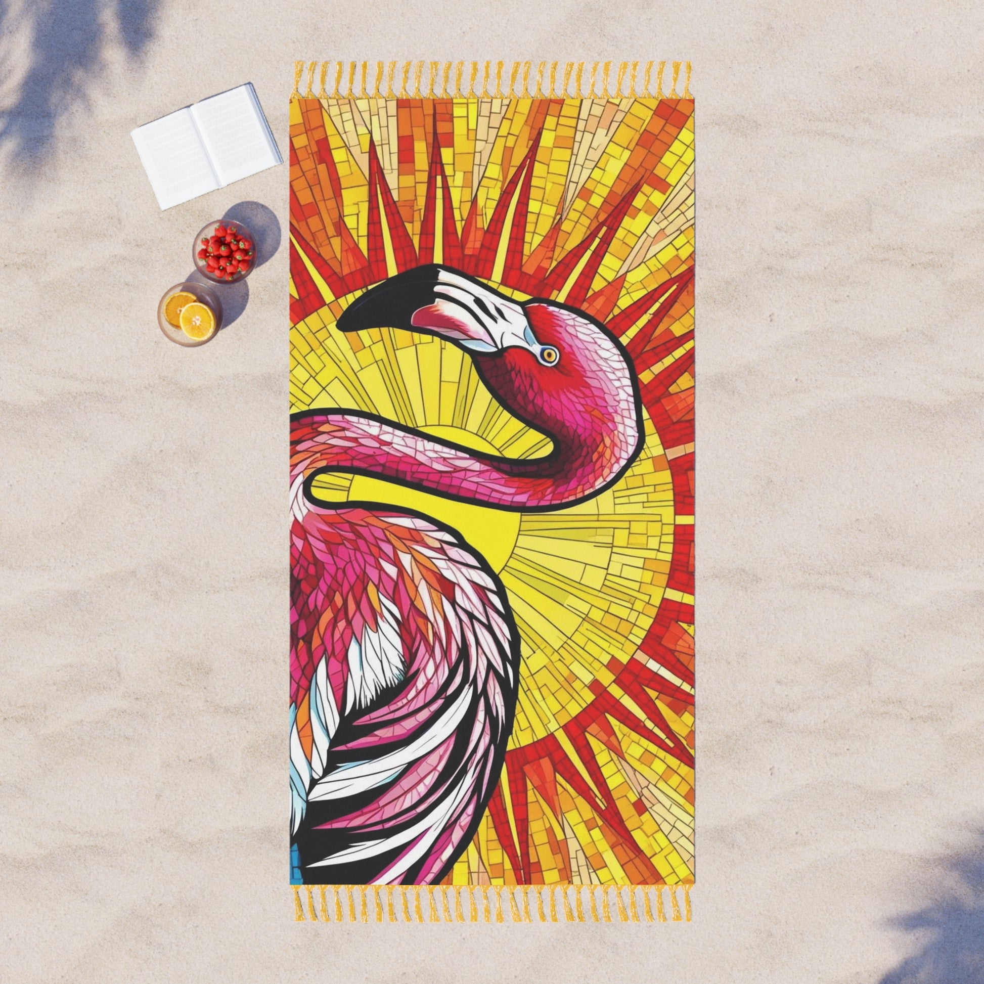 Colorful Boho Beach Towel, Vibrant Flamingo Design for Summer, Beach, Pool, Vacation, Gifts, Bath