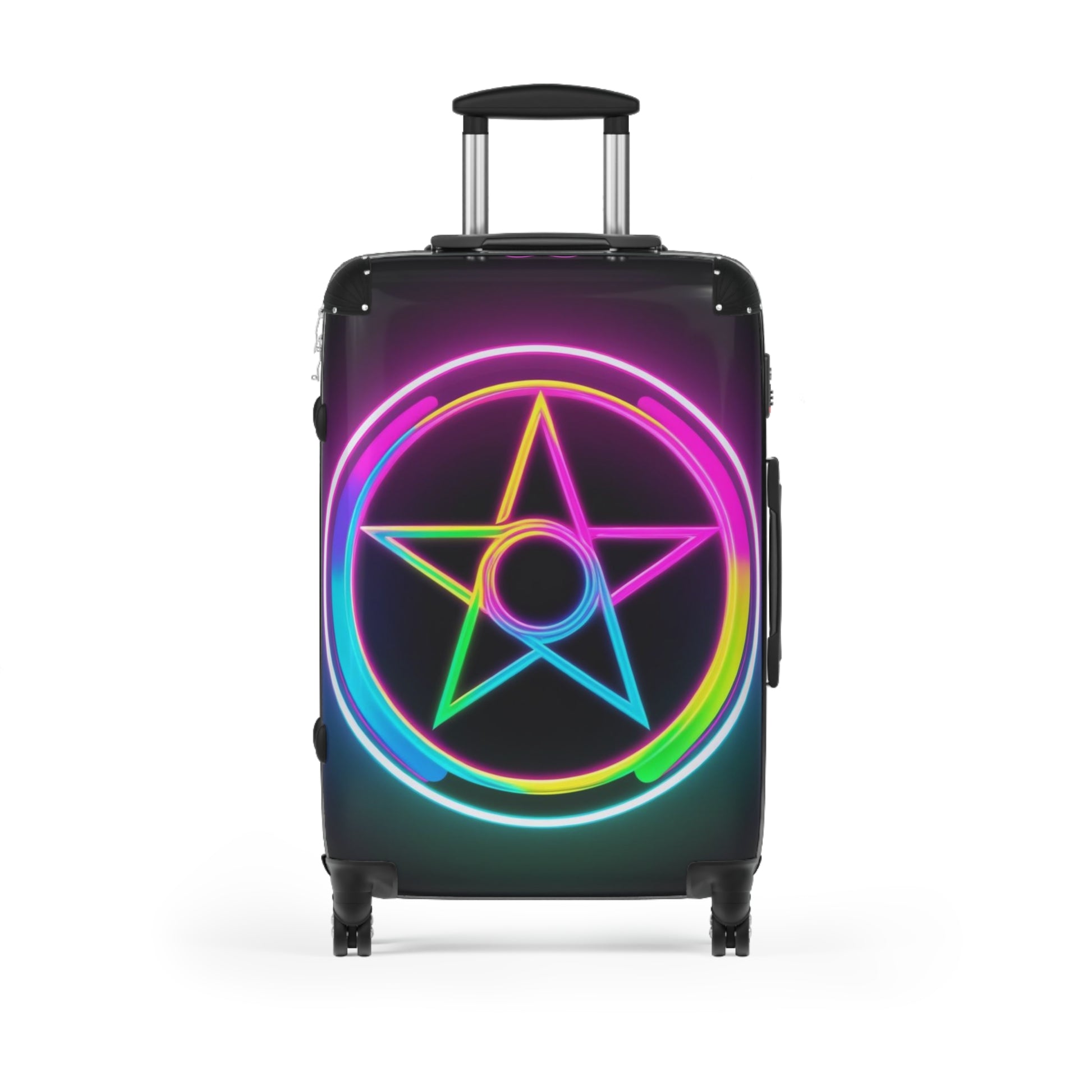 Colorful Neon Star Suitcase, Luggage, Travel Bag, Festival Gear, Gift for Travelers, Unique Vacation Accessory
