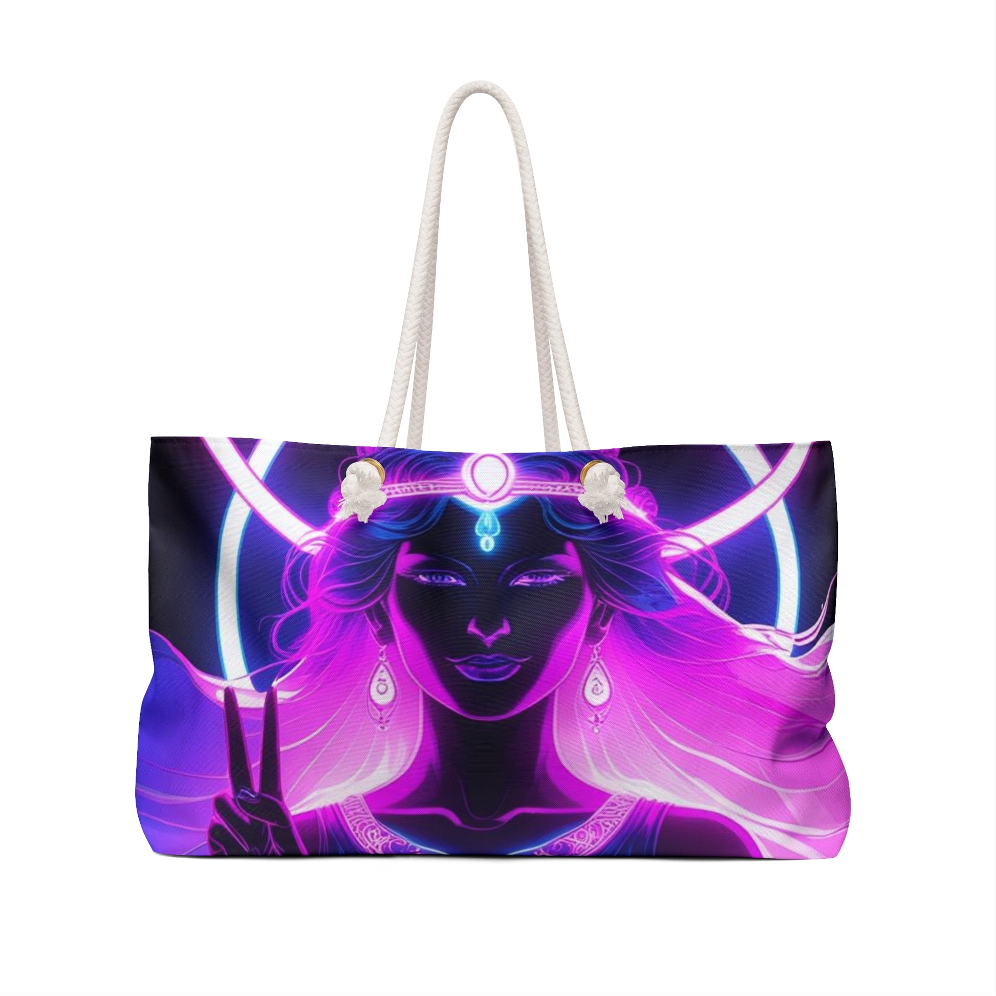 Mystical Goddess Weekender Bag, Boho Travel Tote, Spiritual Beach Bag, Yoga Weekend Escape, Cosmic Handbag
