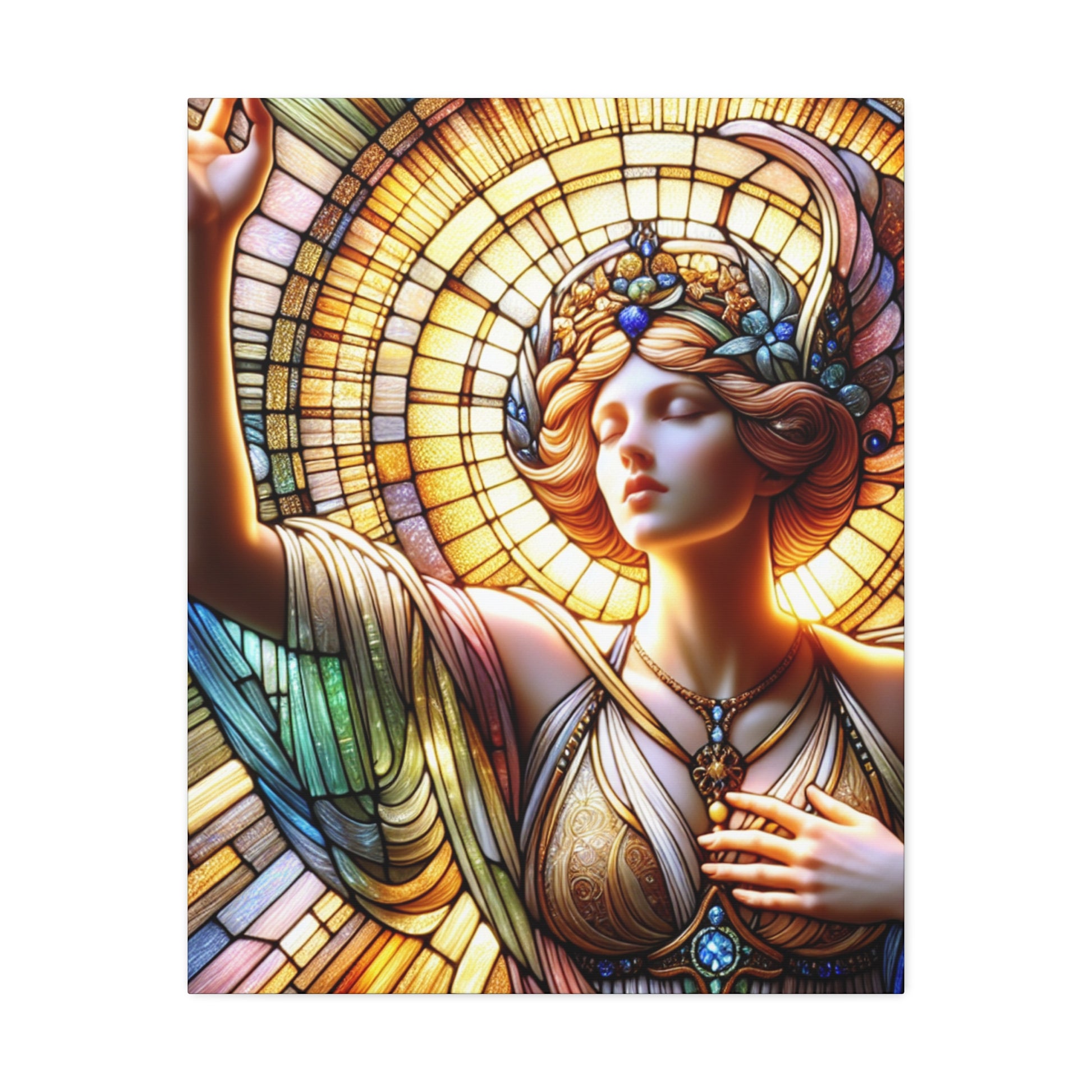 Stained Glass Goddess Canvas Art, Elegant Home Decor, Bohemian Wall Art, Spiritual Gift, Vintage Style Decoration