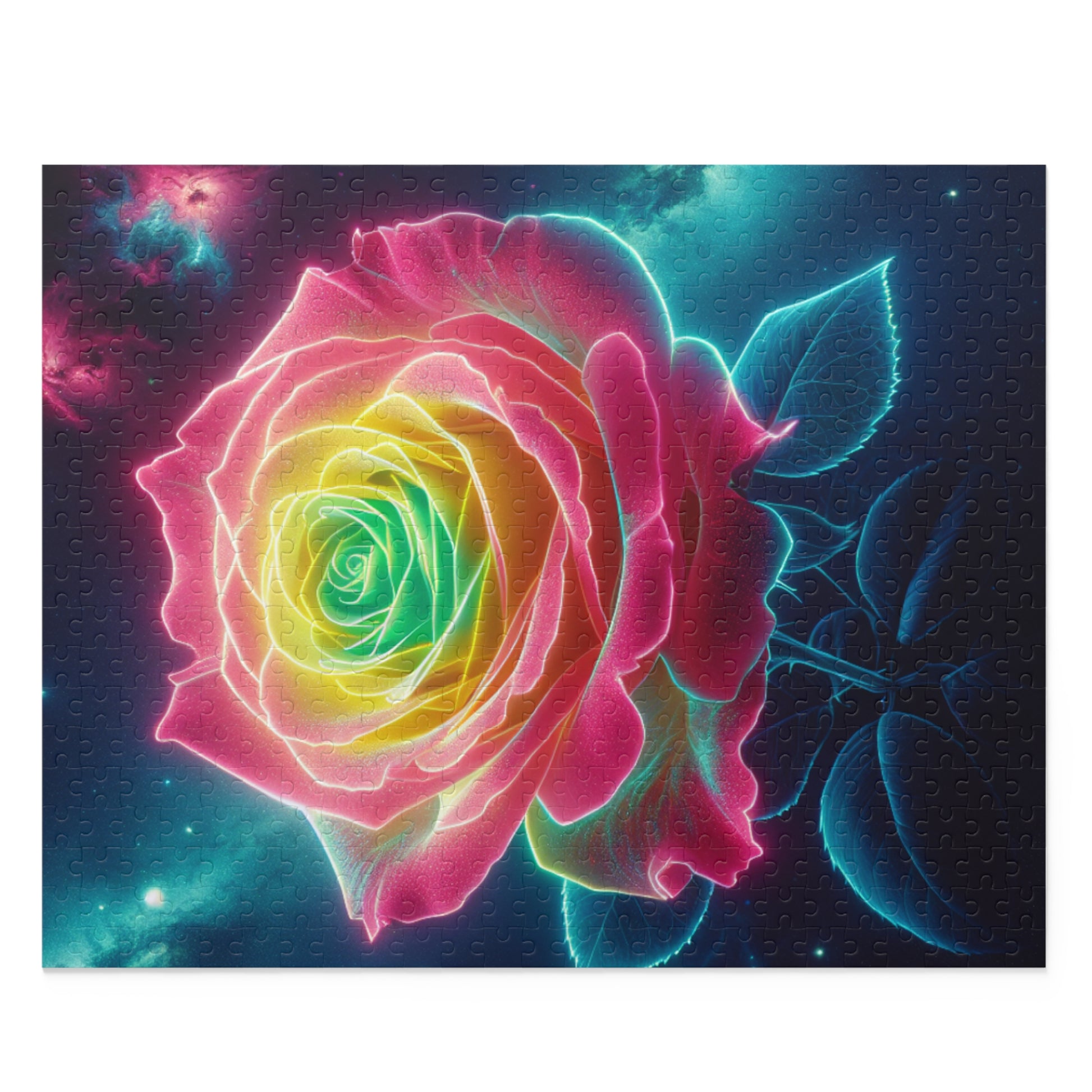 Neon Rose Puzzle - 120, 252, 500-Piece, Colorful Home Decor, Gift for Flower Lovers, Unique Puzzle, Relaxing Activity, Fun Family Game