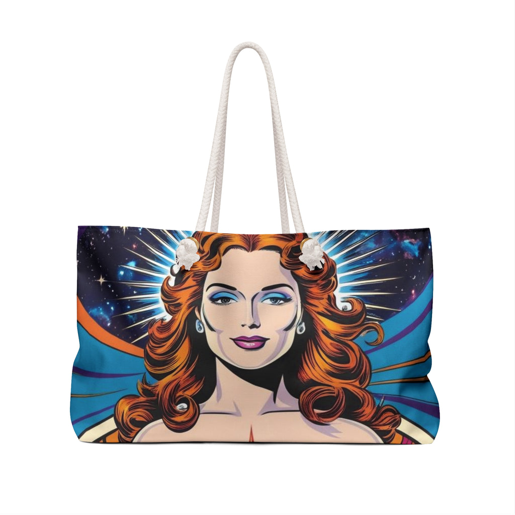 Vibrant Cosmic Pop Art Weekender Bag, Handbag, Travel Tote, Pool Bag, Beach Bag, Astrology Gift, Boho Chic, Carryall Carry-On Tote