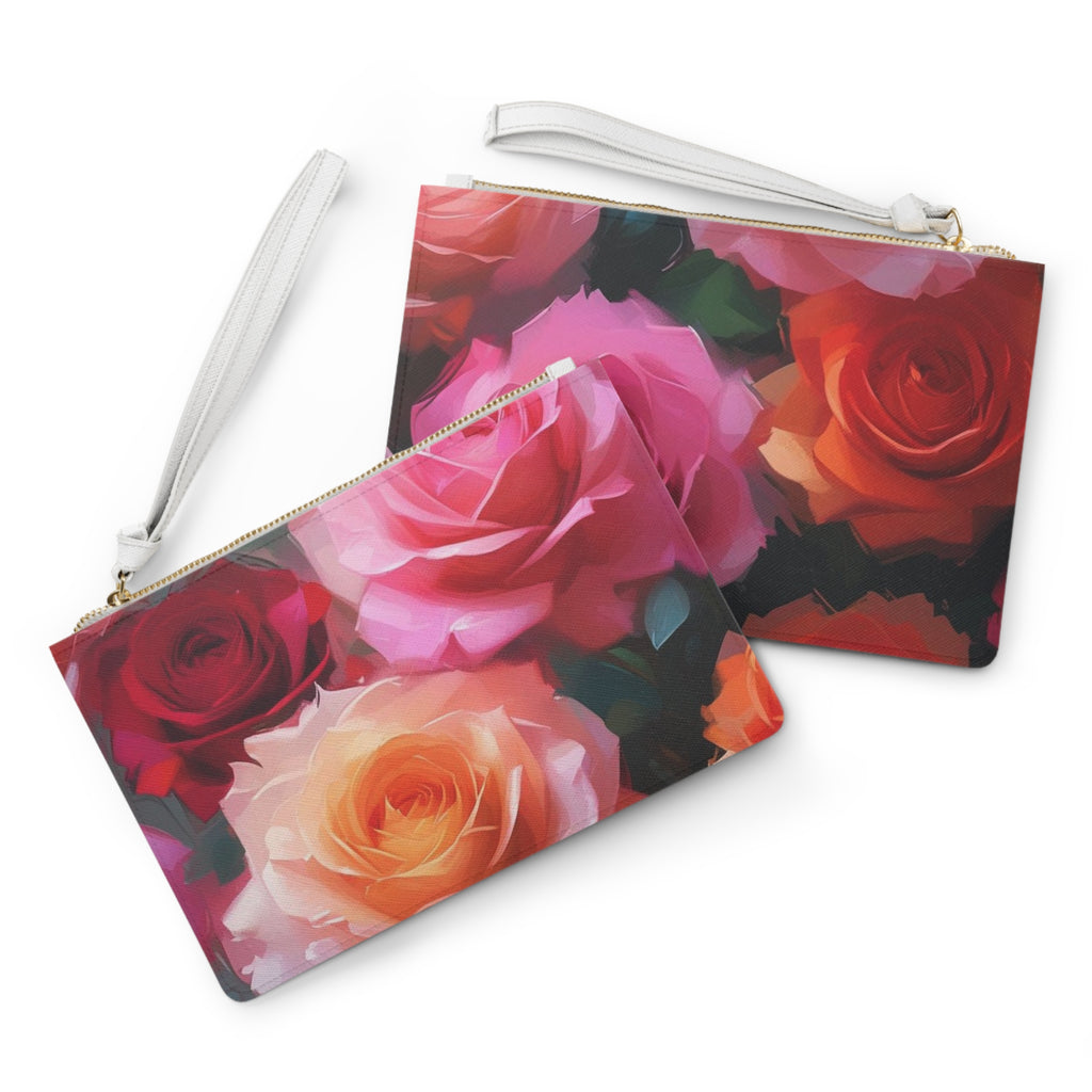 Floral Clutch Bag - Stylish Rose Print Pouch, Wedding Accessory, Gift for Her, Evening Bag, Makeup Organizer