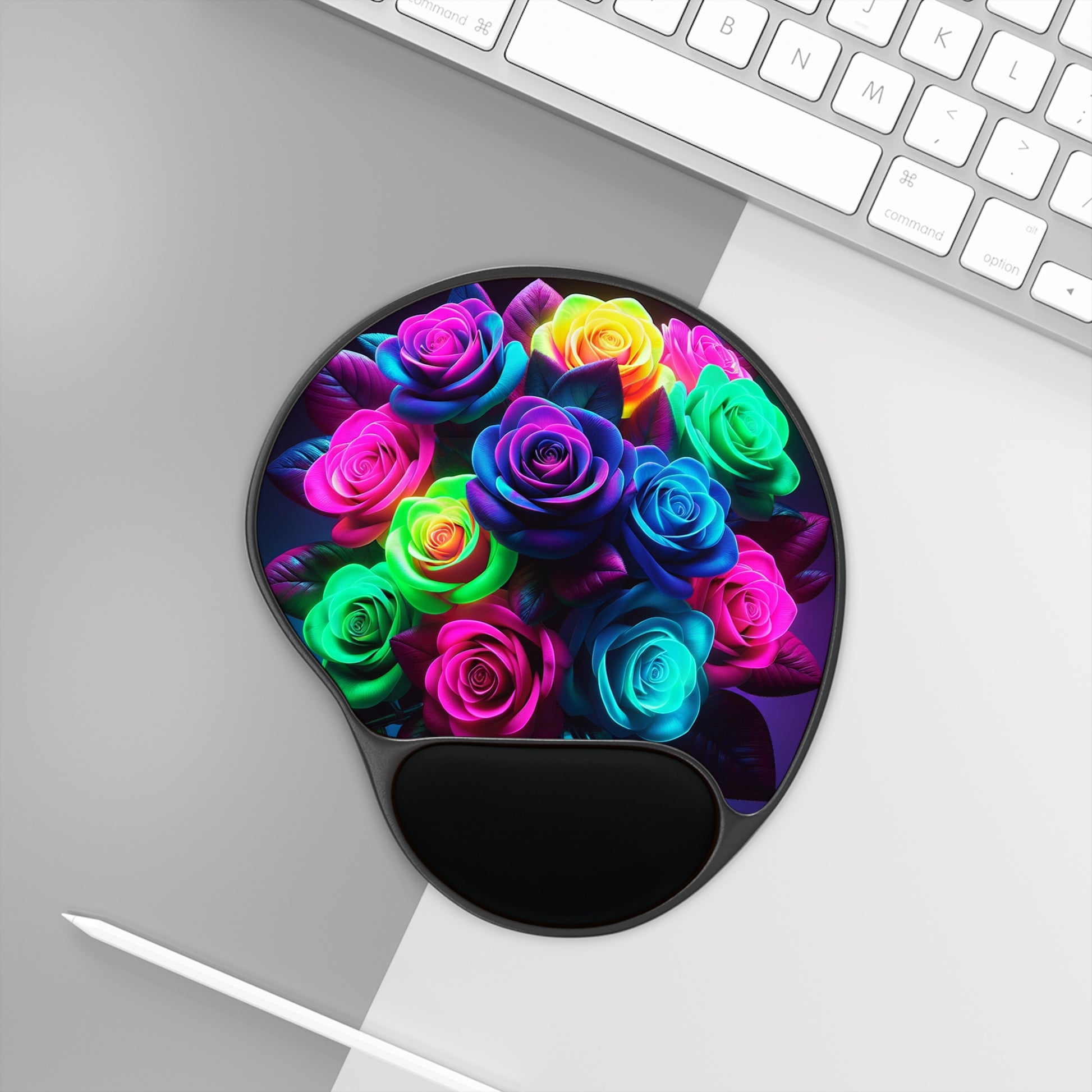 Vibrant Floral Mouse Pad with Wrist Rest, Colorful Desk Accessory for Home Office, Ergonomic Computer Mousepad, Gift for Flower Lovers