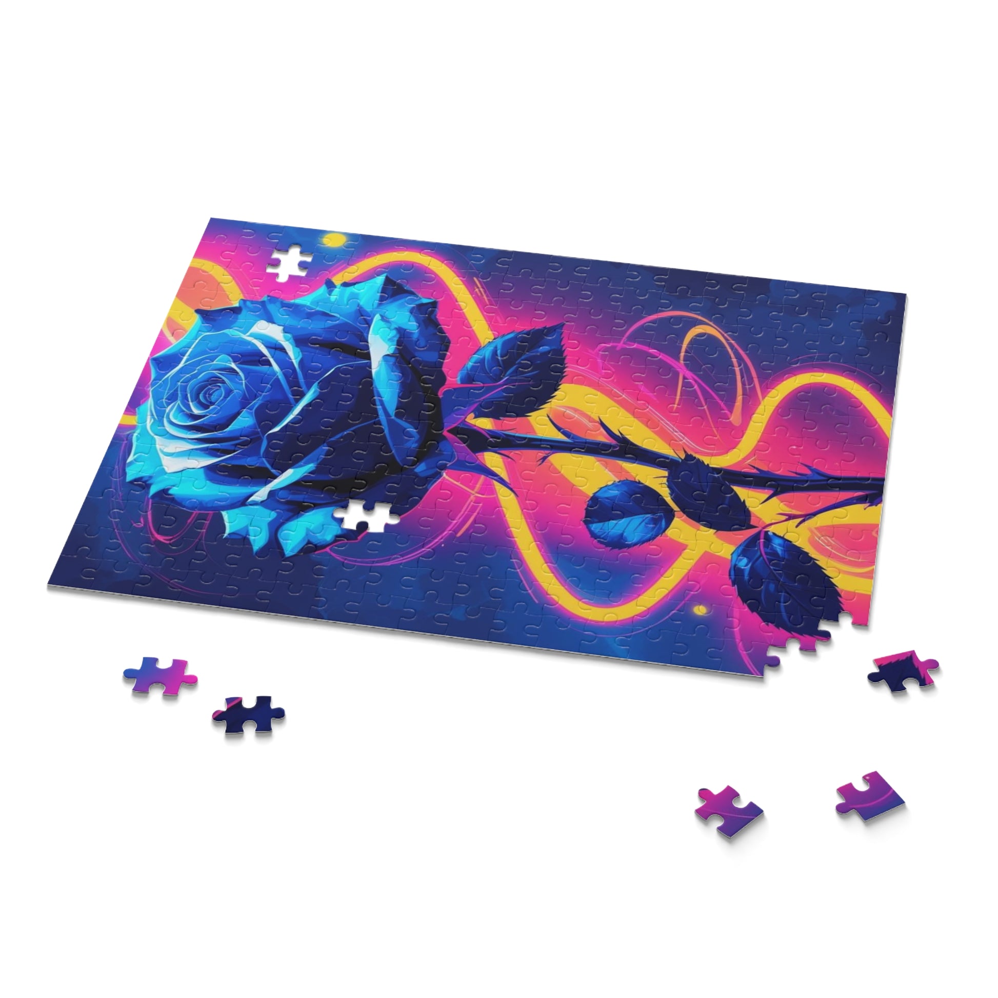 Vibrant Blue Rose Puzzle - 120, 252, 500-Piece Jigsaw, Floral Decor, Gift for Garden Lovers, Relaxing Activity, Home Decor
