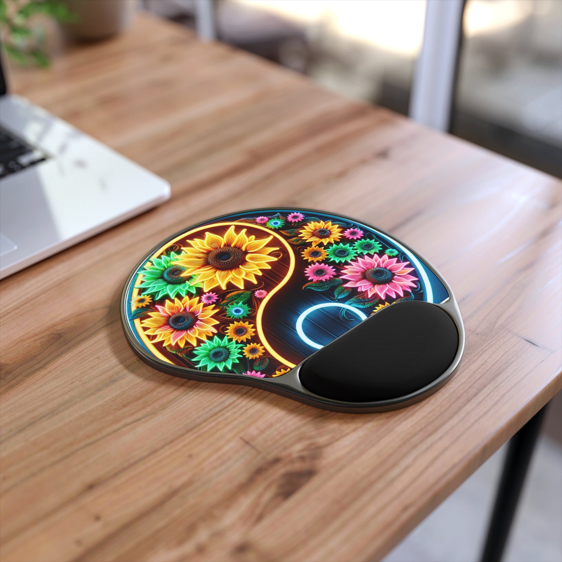 Colorful Flower Mouse Pad with Wrist Rest, Desk Accessory, Gift for Flower Lovers, Home Office Decor, Colorful Mouse Mat