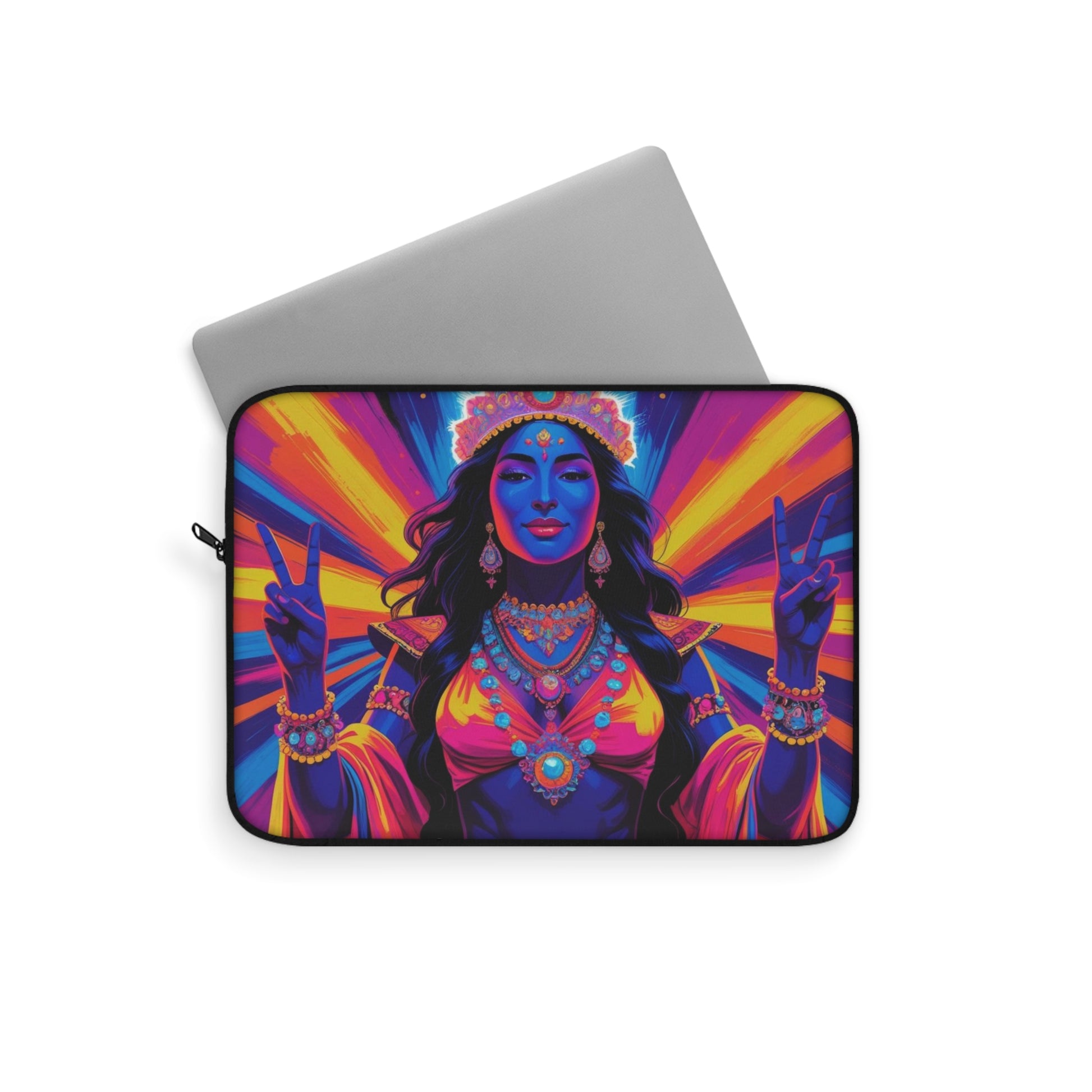 Vibrant Goddess Laptop Sleeve, Bohemian Tech Case, Colorful Artsy Computer Sleeve, Festive Laptop Bag, Unique Gift for Her
