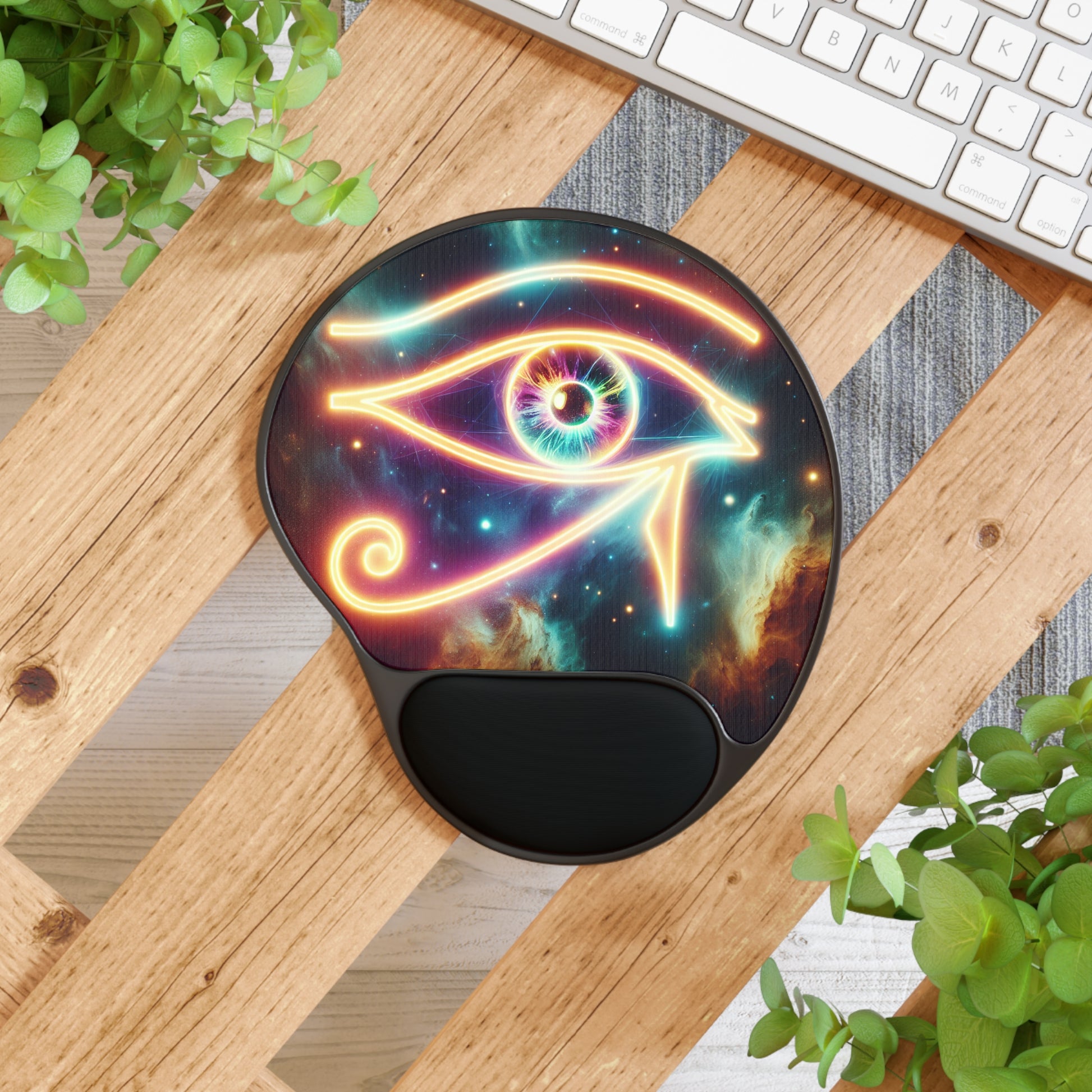 Cosmic Eye Mouse Pad with Wrist Rest - Vibrant Astral Design, Gamer Essential, Office Decor, Unique Gift for Tech Lovers