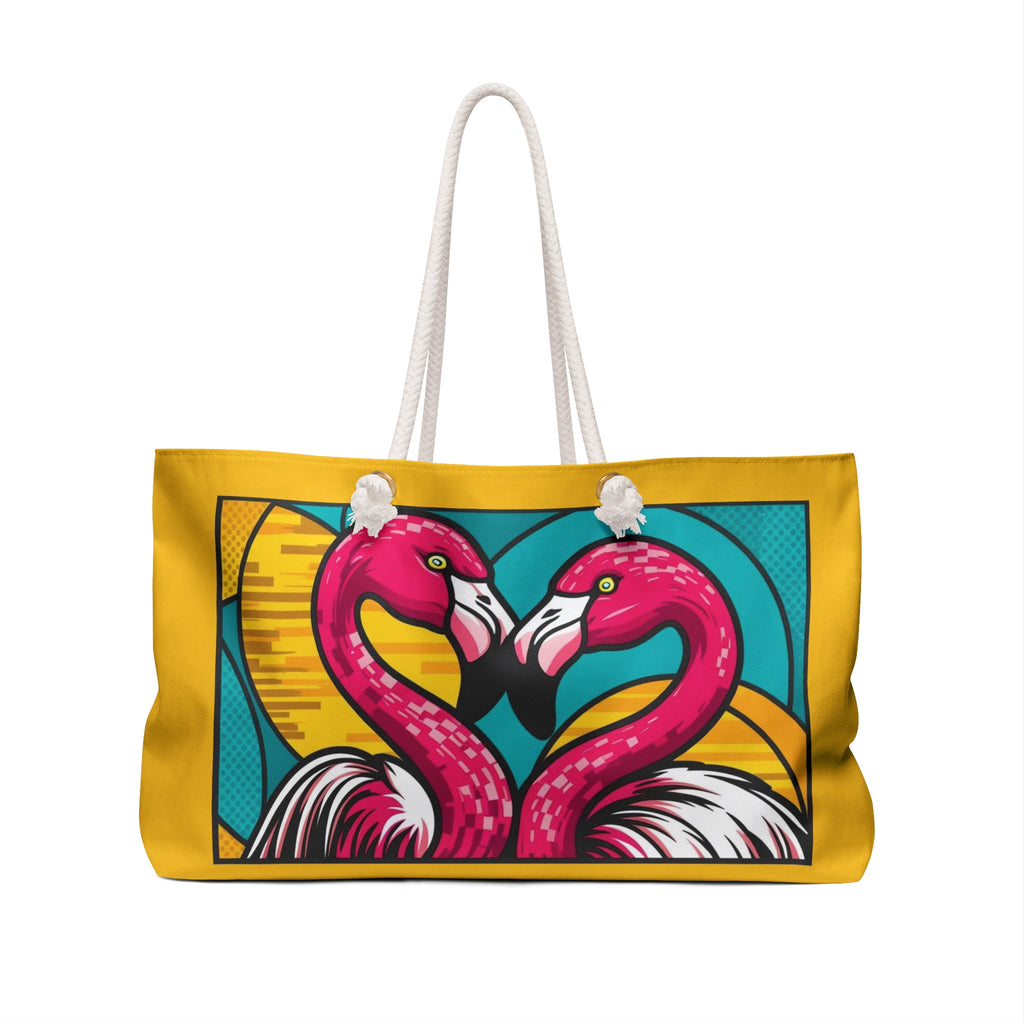 Vibrant Flamingo Pop Art Weekender Bag - Perfect for Beach Days, Travel, Gifts, Summer Vibes, Pool Days, Family Outings
