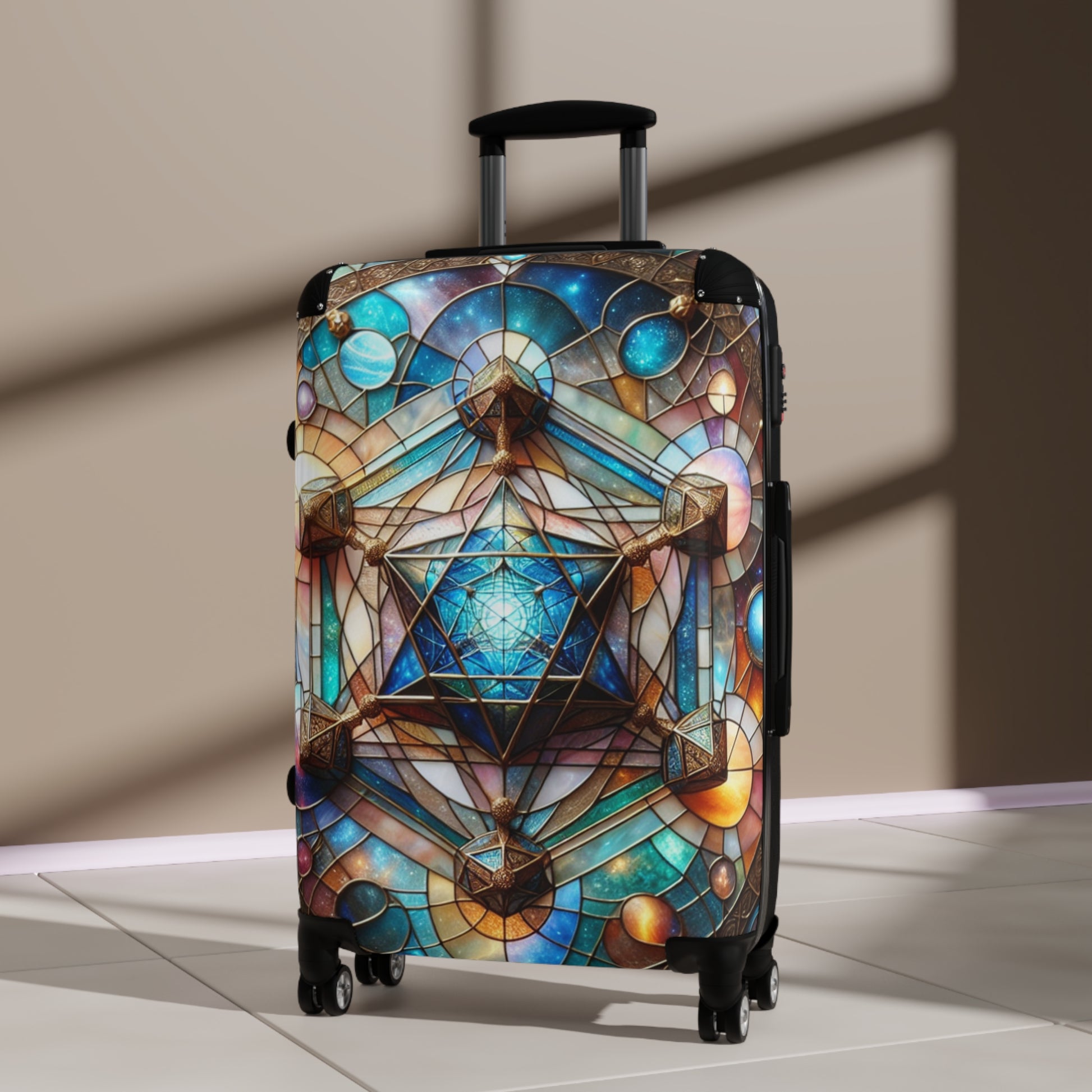 Stained Glass Suitcase, Unique Luggage, Travel Accessory, Boho Travel Gear, Adventure Ready, Gift for Travelers