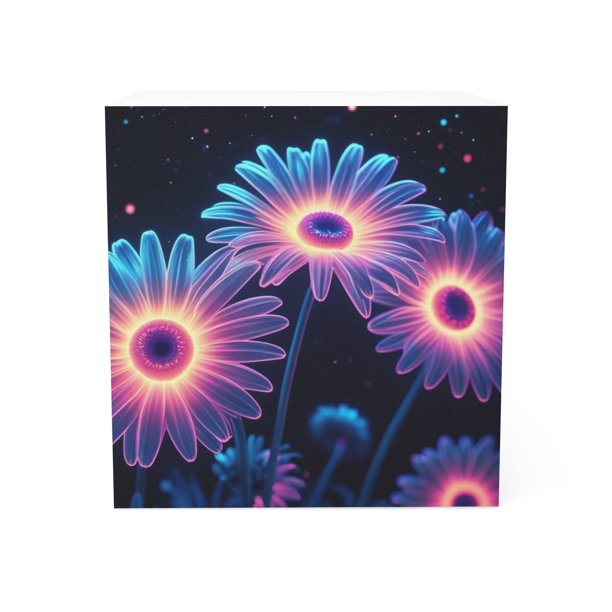 Glow-in-the-Dark Floral Note Cube, Colorful Sticky Notes, Office Decor, Gift for Her, Cute Desk Accessory