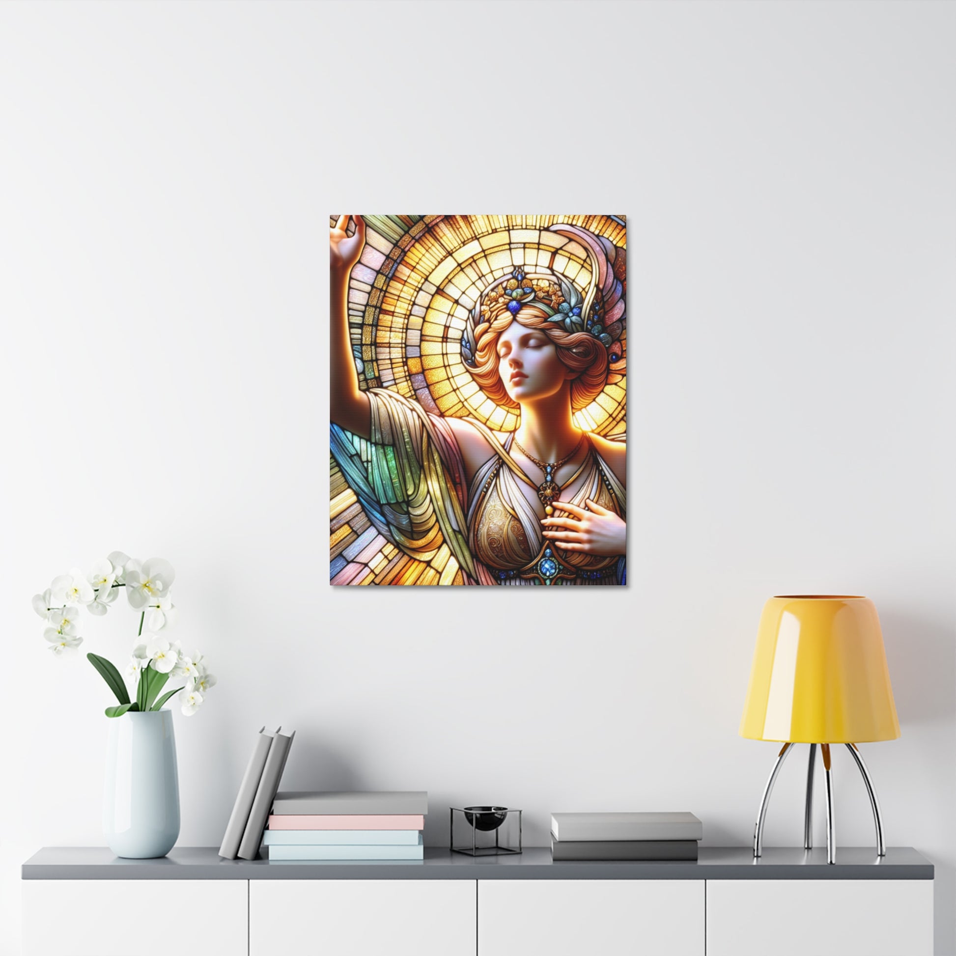 Stained Glass Goddess Canvas Art, Elegant Home Decor, Bohemian Wall Art, Spiritual Gift, Vintage Style Decoration