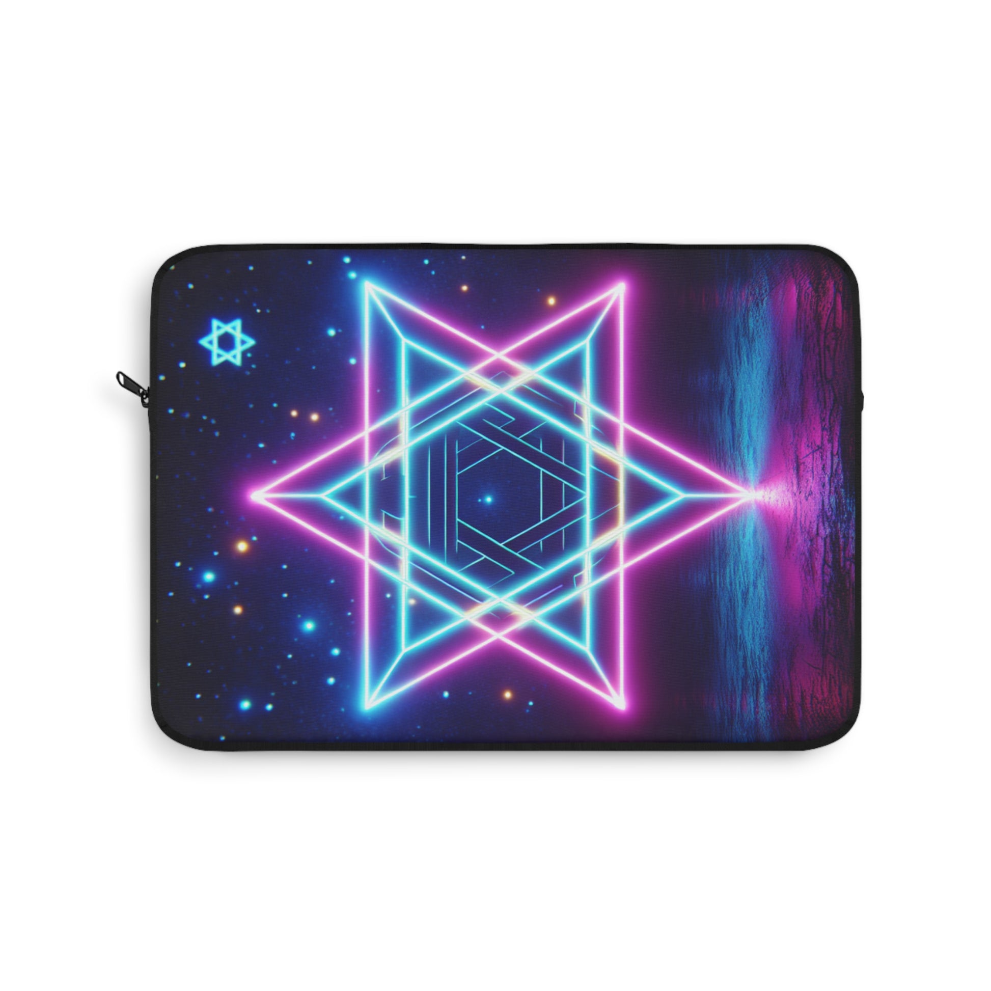 Neon Star Laptop Sleeve, Cosmic Laptop Case, Stylish Tech Accessory, Gift for Students, Vibrant Computer Sleeve, Starry Night Design