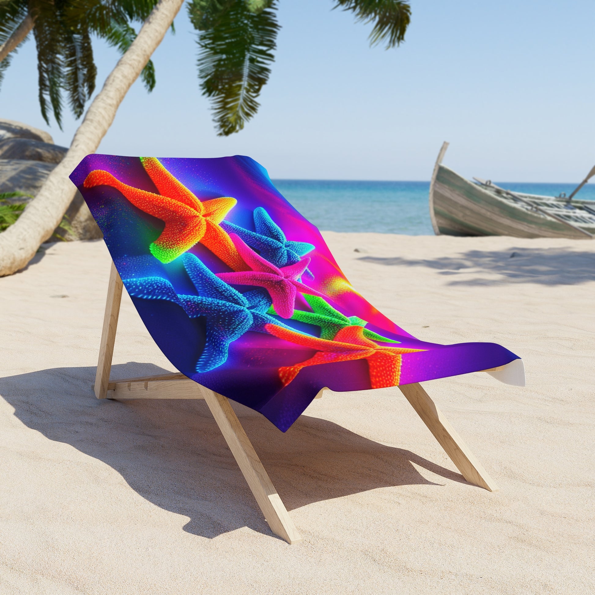 Colorful Starfish Beach Towel | Vibrant Towel for Summer Fun, Pool Days, Beach Trips, Vacation, Gift for Beach Lovers
