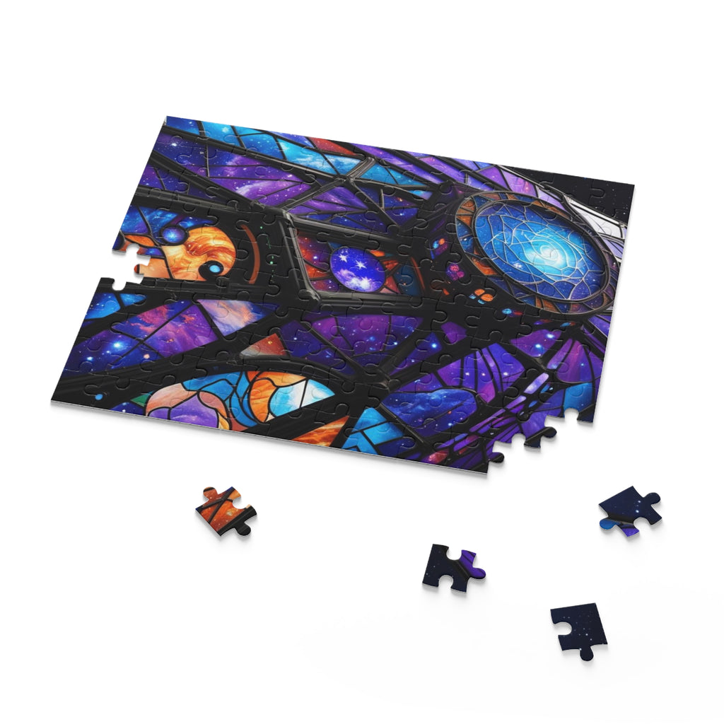 Galactic Stained Glass Spaceship Puzzle - Perfect for Space Lovers, Family Fun, Gifts, Home Décor, and Celebrations