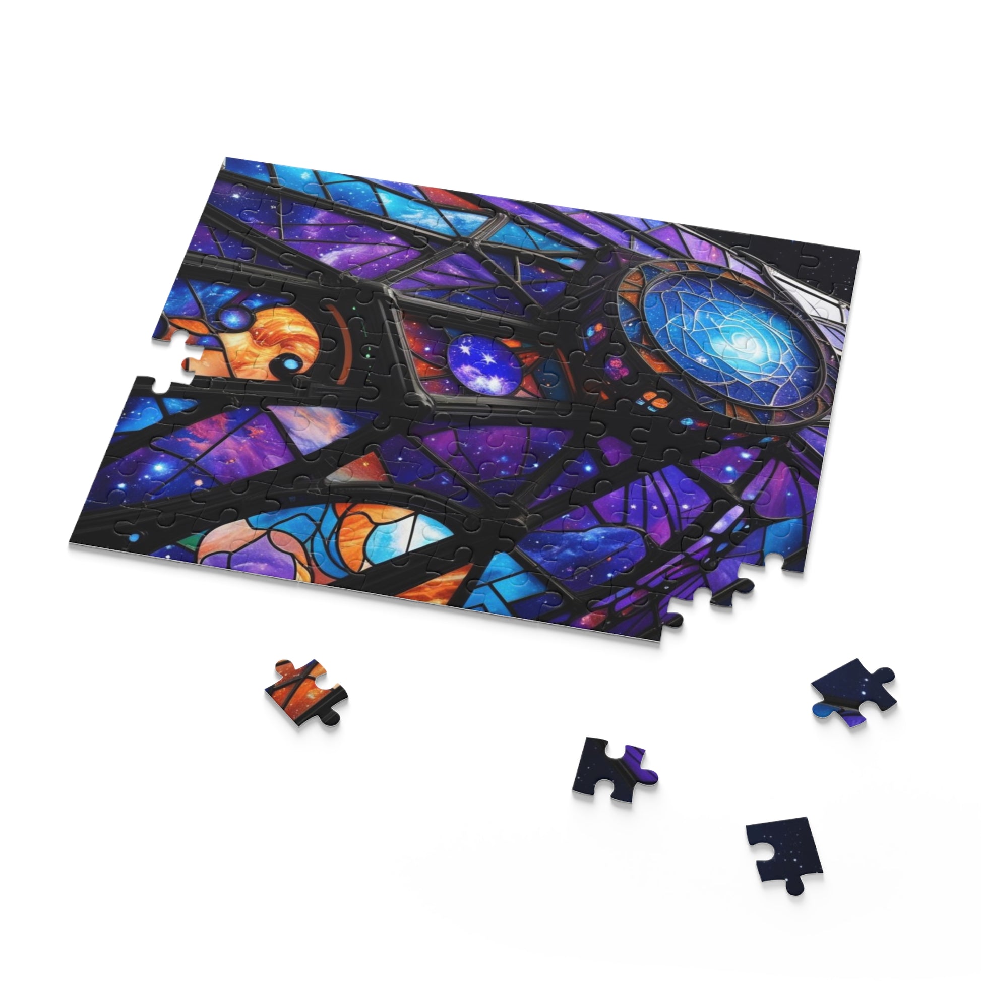 Galactic Stained Glass Spaceship Puzzle - Perfect for Space Lovers, Family Fun, Gifts, Home Décor, and Celebrations