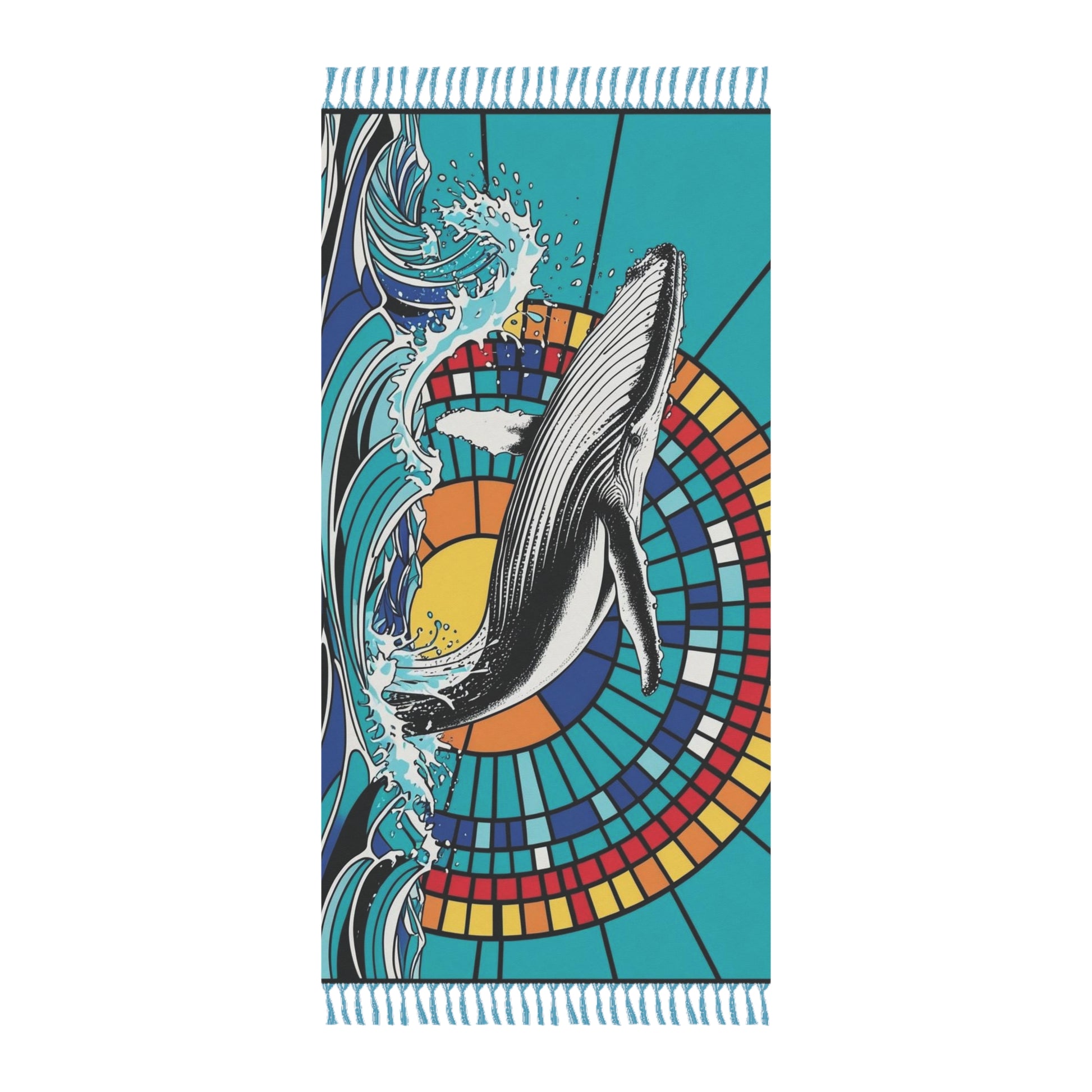 Boho Beach Towel - Whale Design, Nautical Decor, Bohemian Beach Blanket, Summer Gift, Outdoor Picnic Accessory