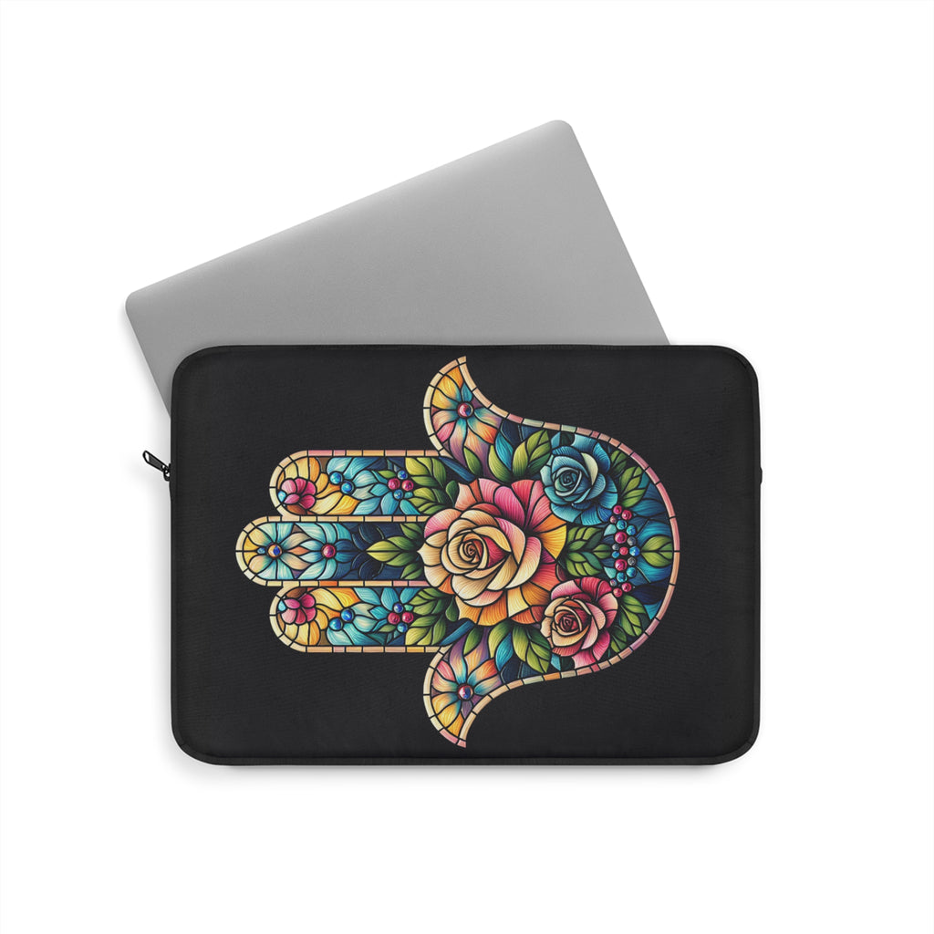 Boho Floral Laptop Sleeve - Artistic Tech Case, Gift for Students & Professionals, Computer Cover, Hand Design, Decor