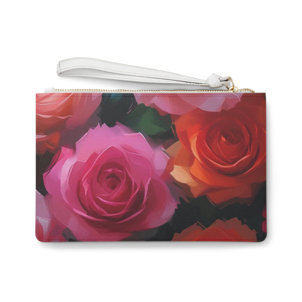 Floral Clutch Bag - Stylish Rose Print Pouch, Wedding Accessory, Gift for Her, Evening Bag, Makeup Organizer