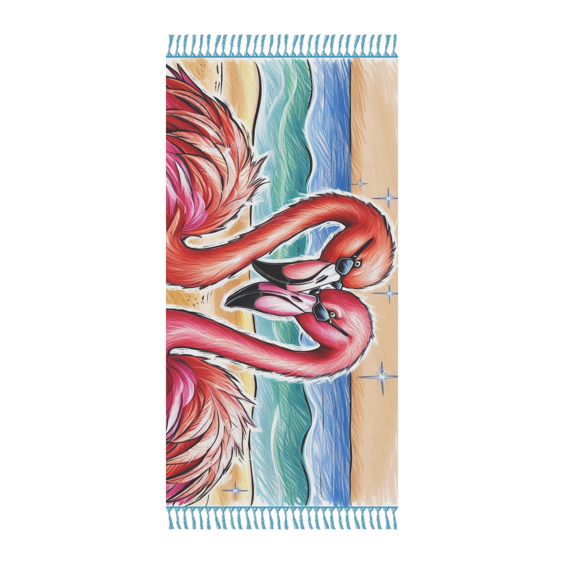Boho Beach Towel, Tropical Flamingo Design, Outdoor Picnic Blanket, Swim Cover-Up, Summer Gift, Beach Decor