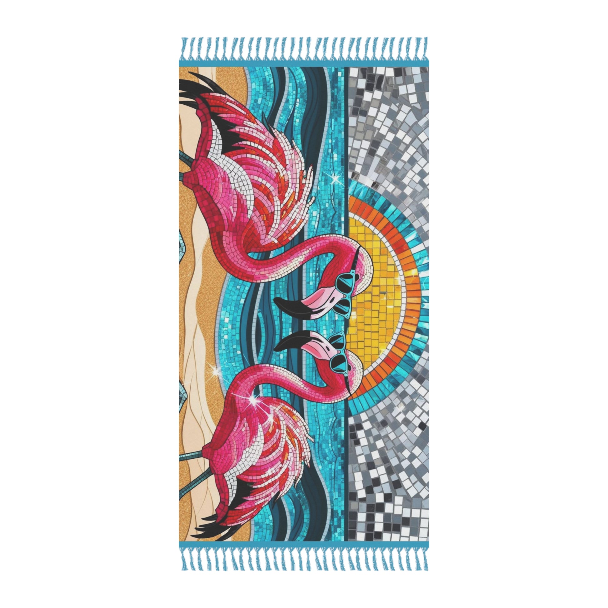 Boho Beach Towel with Flamingos, Summer Vibe, Perfect for Beach Days, Pool Parties, Outdoor Picnics, Vacation Must-Have
