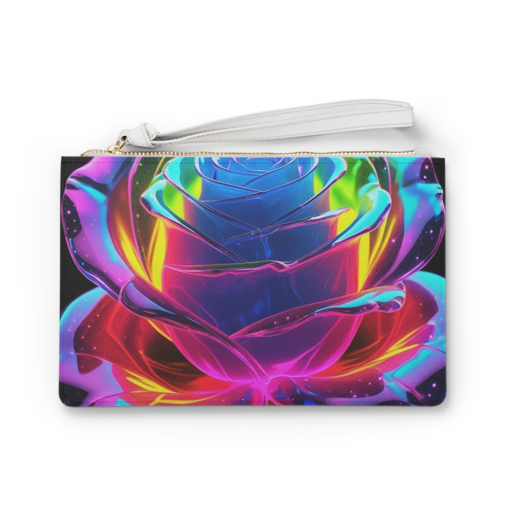 Vibrant Artistic Clutch Bag, Colorful Rose Purse, Boho Chic Handbag, Festival Accessories, Unique Gift for Her