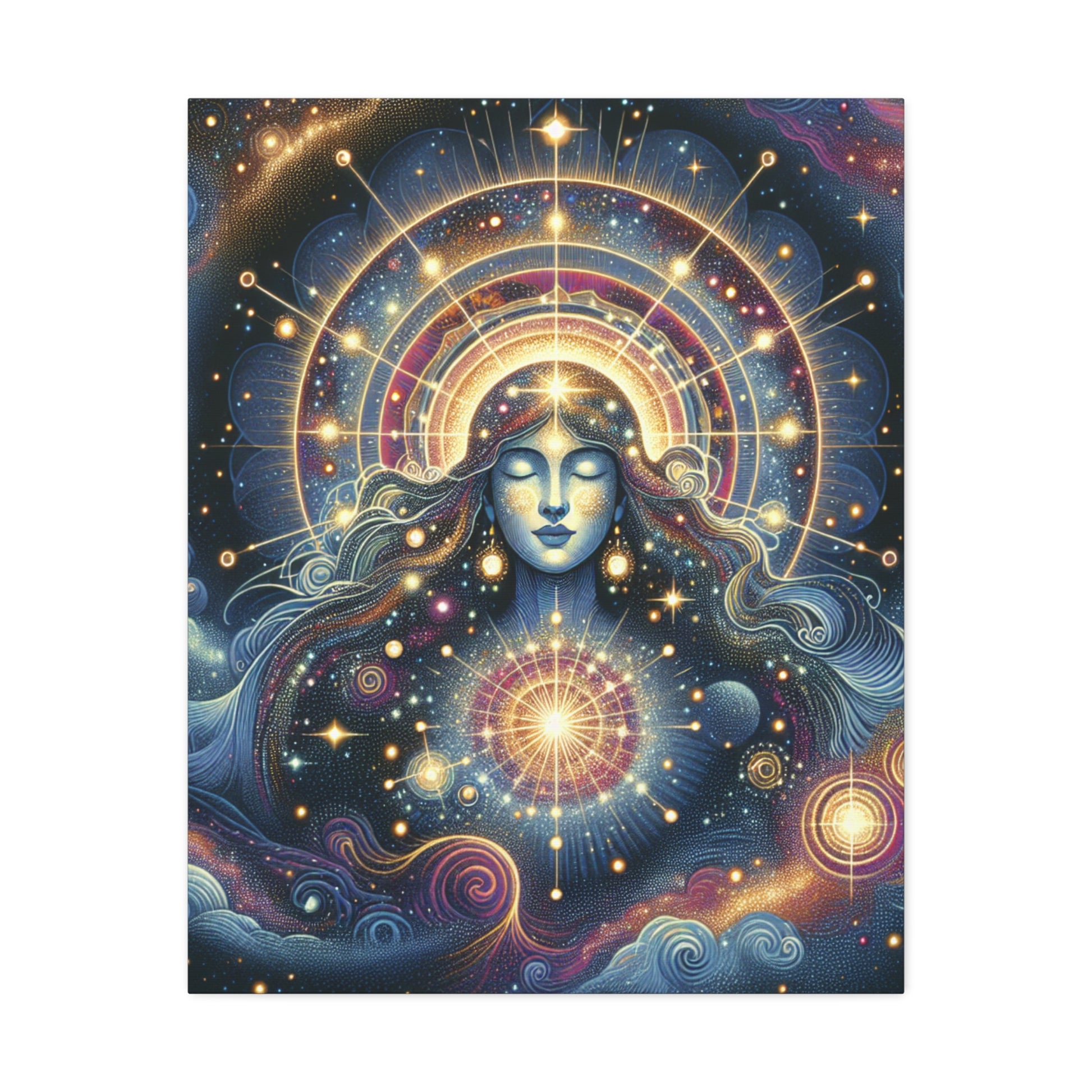 Cosmic Goddess Canvas Art, Spiritual Wall Decor, Meditation Artwork, Mystical Home Decor, Gift for Dreamers