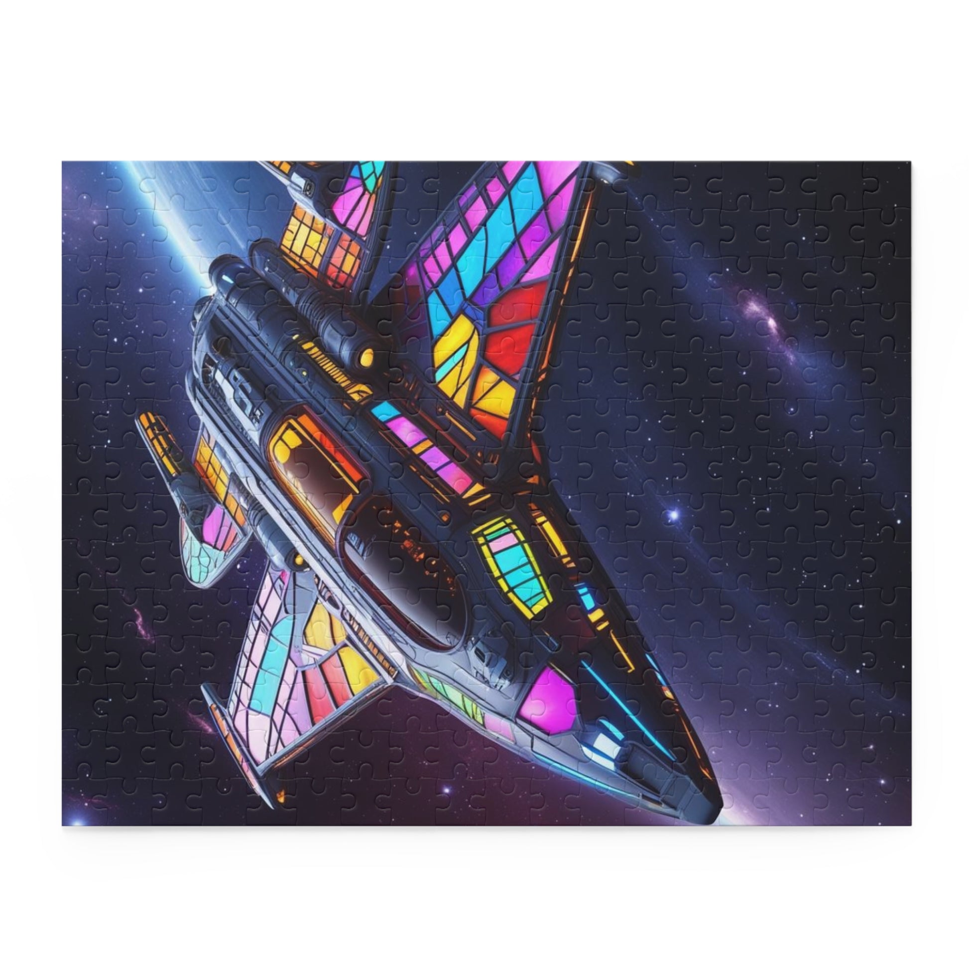Stained Glass Space Shuttle Puzzle, 120/252/500-Piece Fun, Space-Themed Gift for Holidays, Family Game Night, and Collectors