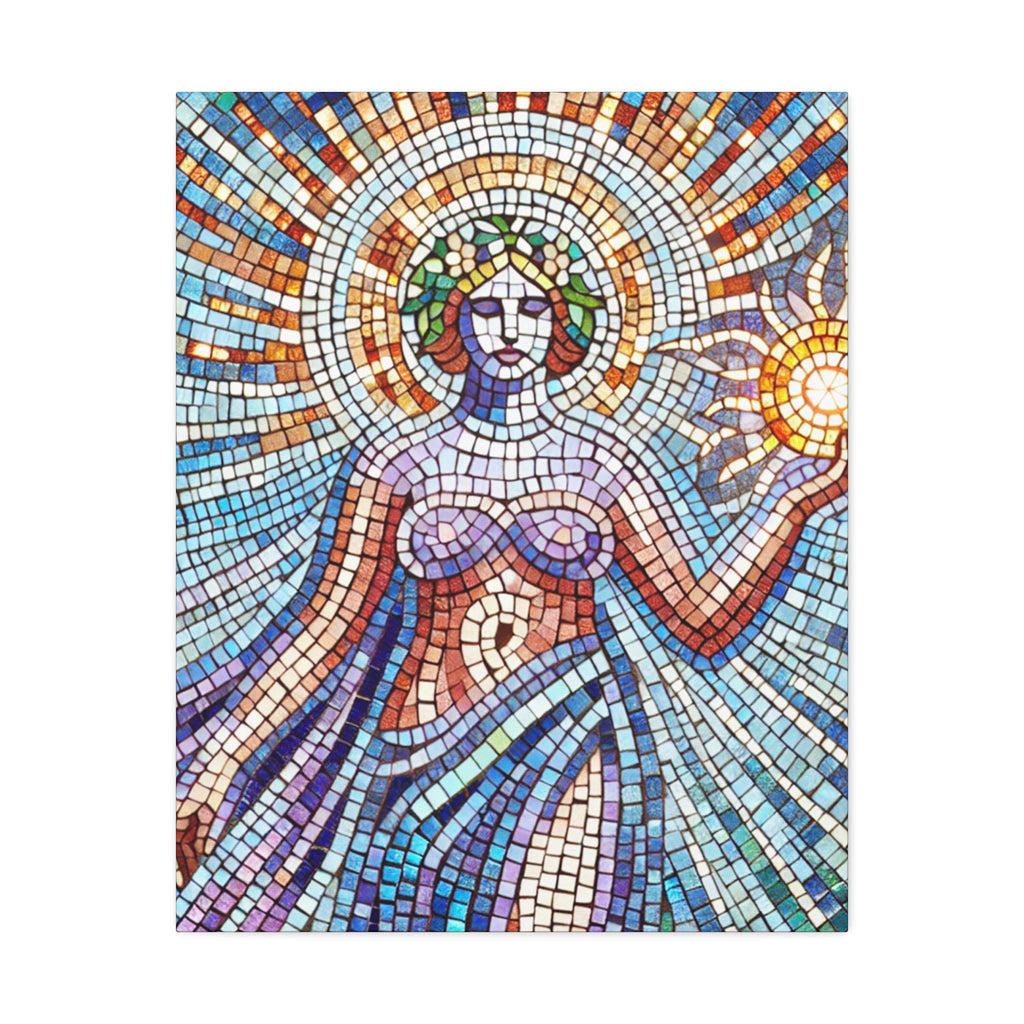 Mosaic Art Canvas Print, Vibrant Wall Decor, Divine Feminine Goddess Illustration, Unique Home Aesthetic, Gift for Art Lovers