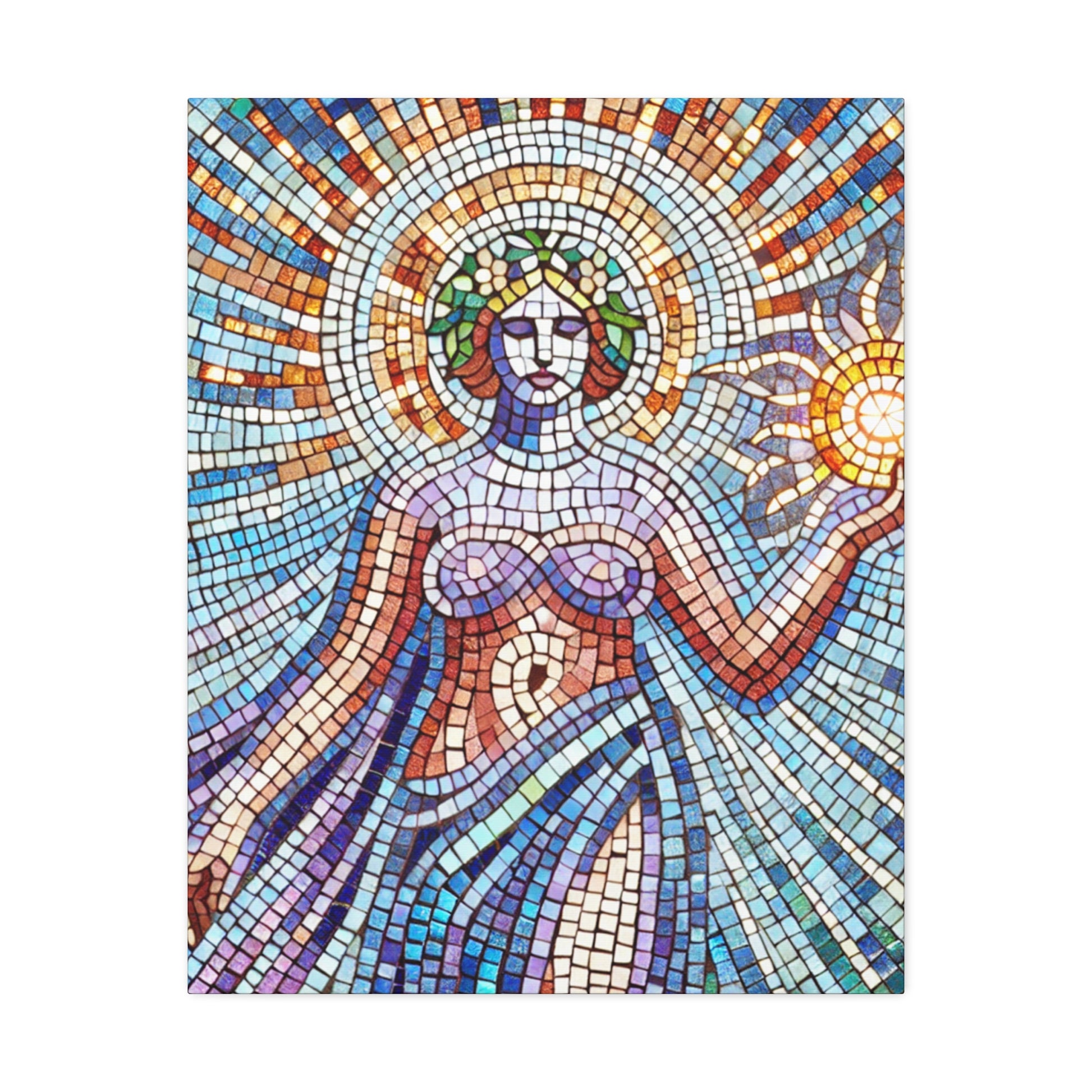 Mosaic Art Canvas Print, Vibrant Wall Decor, Divine Feminine Goddess Illustration, Unique Home Aesthetic, Gift for Art Lovers